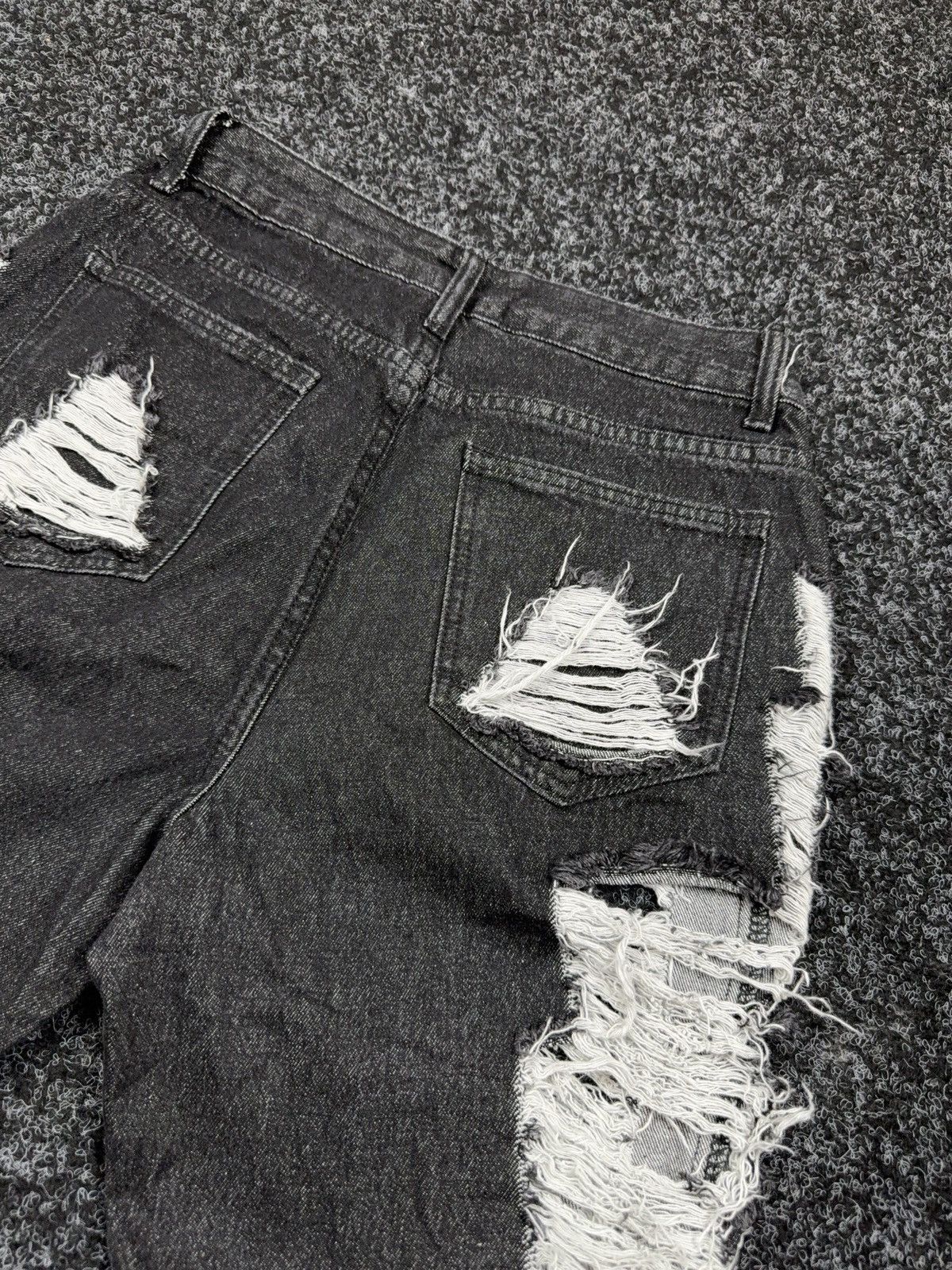 If Six Was Nine Japanese 00s LGB Black Distressed Bootcut Flared Denim Jeans Size 28" / US 6 / IT 42 - 15 Thumbnail