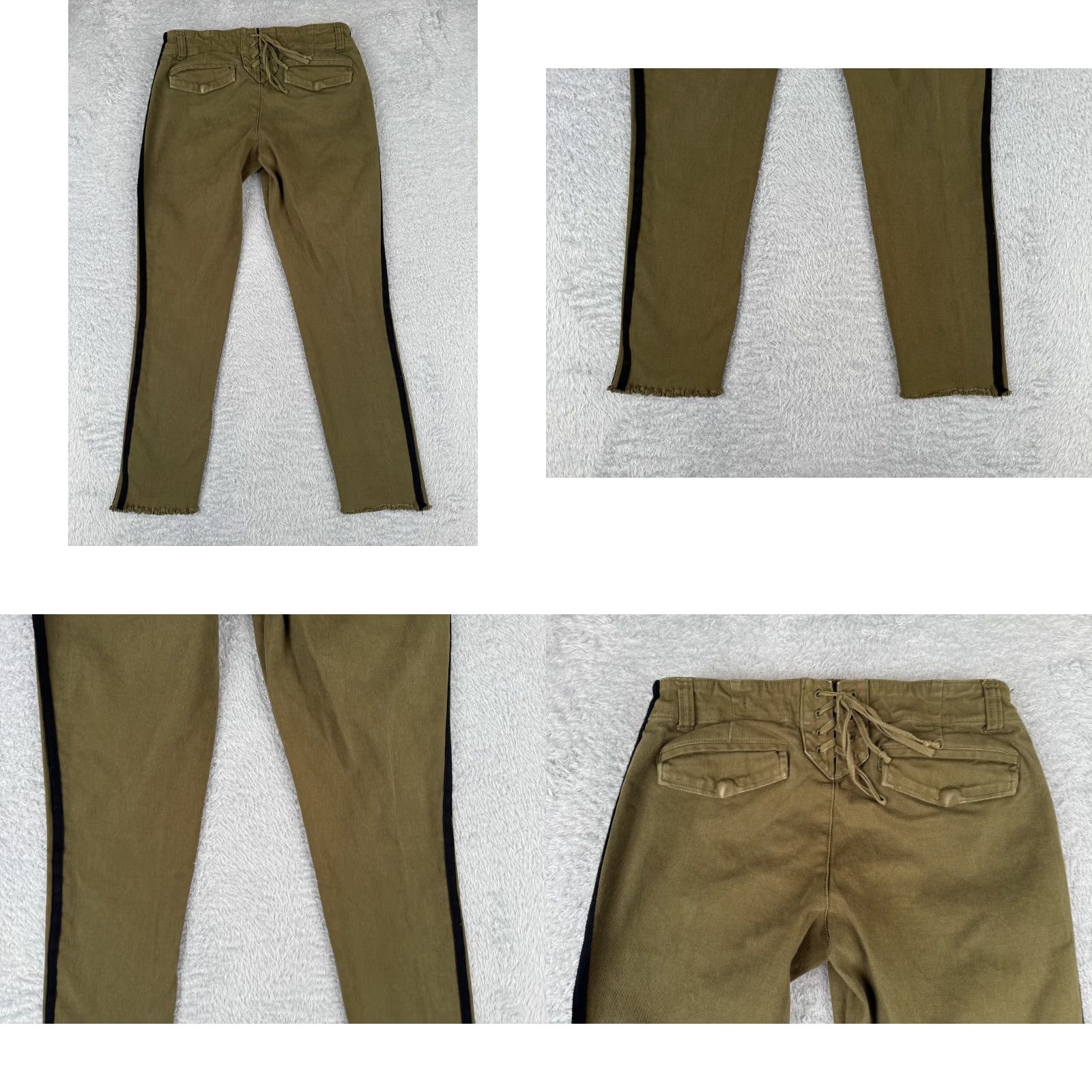 Vintage PAM & GELA Jeans Womens 24 Army Green Straight Pants 27x25 Low Rise 5-Pocket Denim Stretch Vintage No Size 42" / US 20 - 9 Thumbnail
