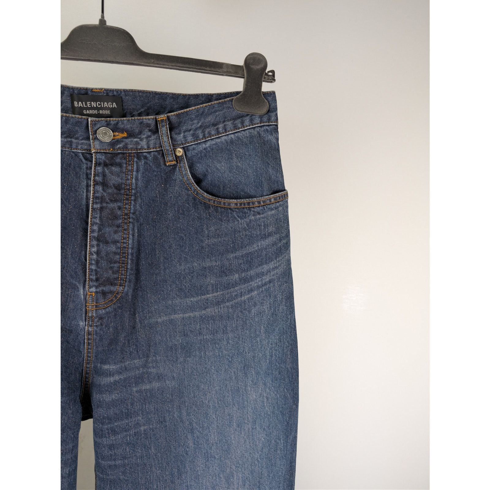 Balenciaga o1rshd1 Silk Blue Japanese Denim Baggy Pants in Dark Indigo Size US 30 / EU 46 - 4 Thumbnail