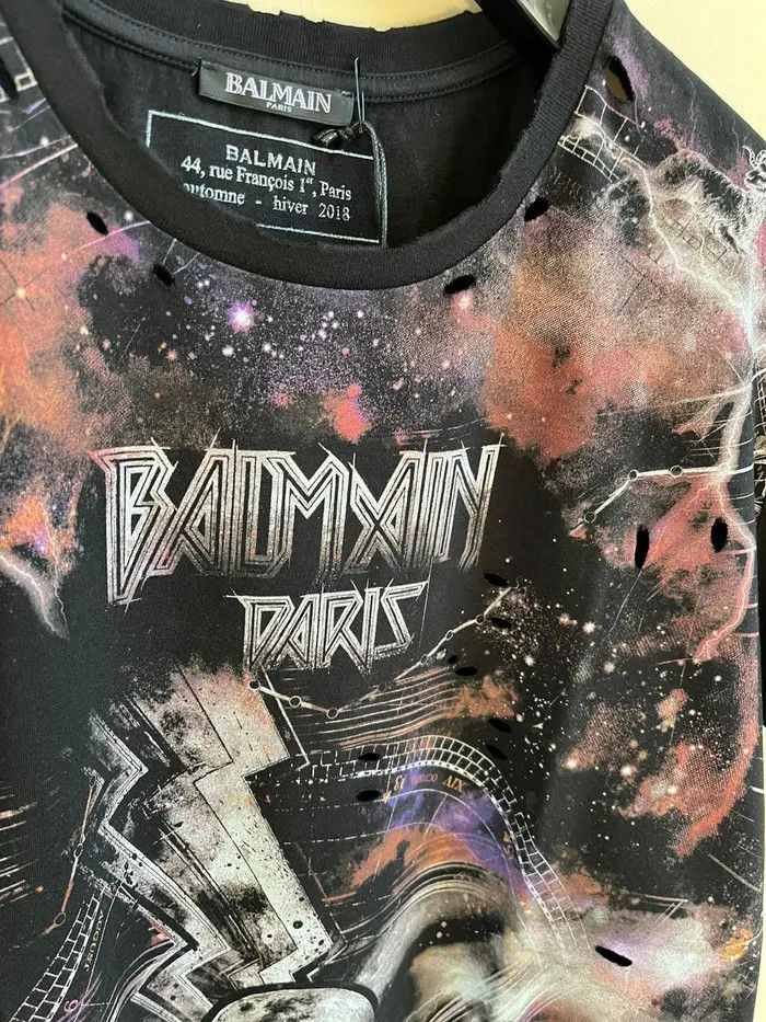 Balmain o1rshd1 Galaxy Logo Tee in Black / Multi Size US M / EU 48-50 / 2 - 12 Thumbnail