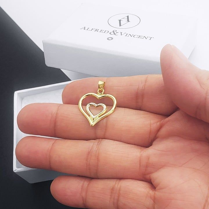 Other Double Heart Love Charm Pendant in 14k Yellow & White Gold Size ONE SIZE - 3 Thumbnail