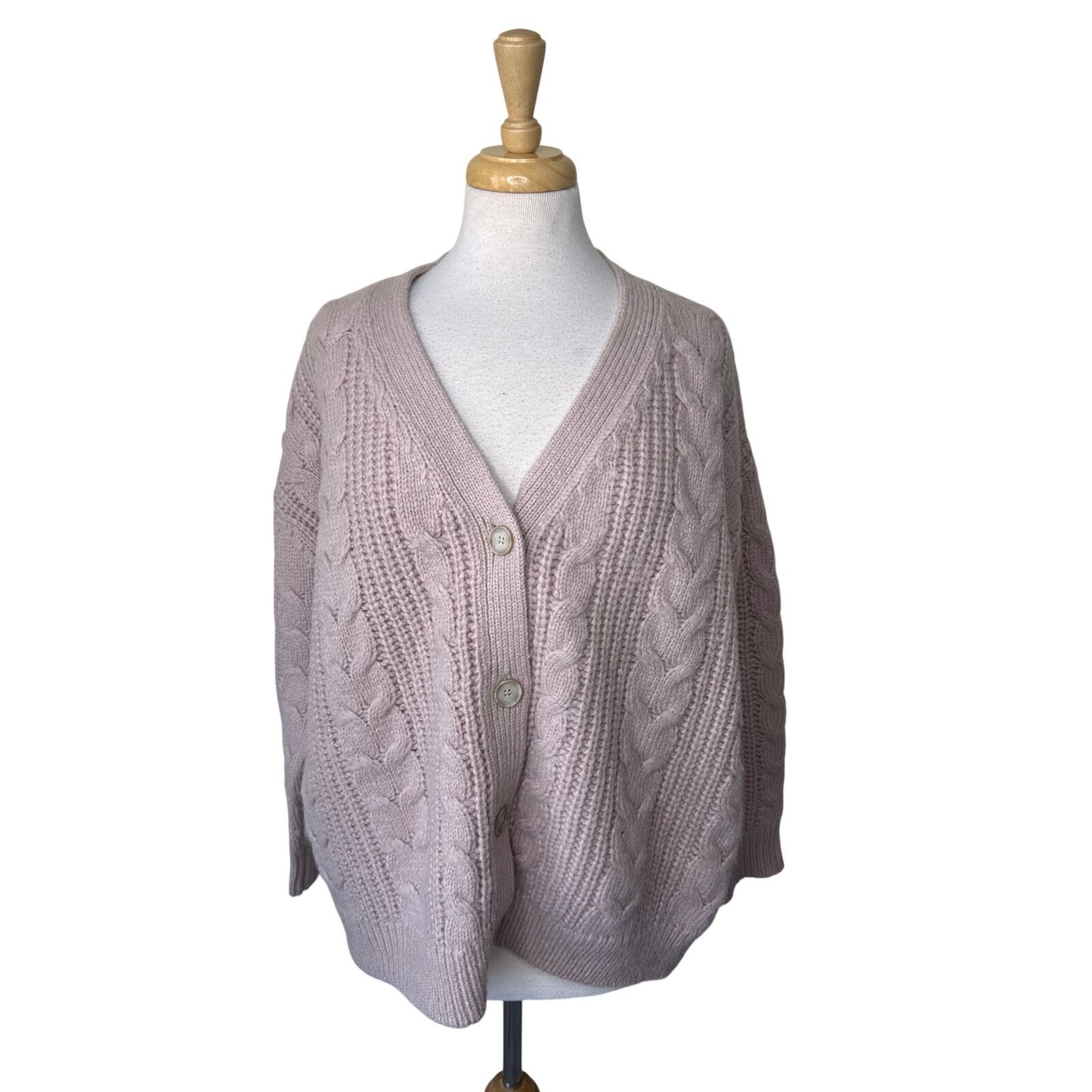 Other JENNI KAYNE Wool & Alpaca CABLE COCOON Cardigan Blush XXS Size XXS / US 00 / IT 34 - 1 Thumbnail