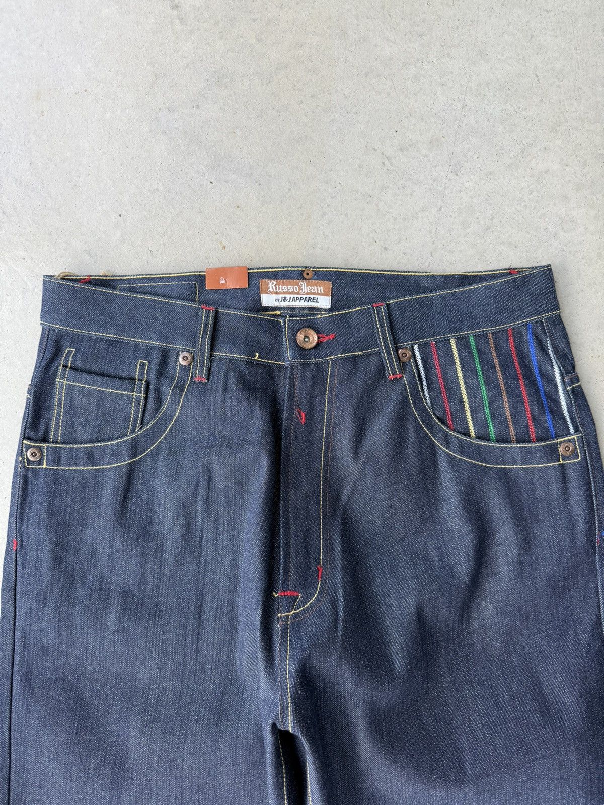 Japanese Brand × Vintage Vintage Y2K Russo Embroidered Dark Wash Denim Baggy Capris Size US 34 / EU 50 - 4 Thumbnail