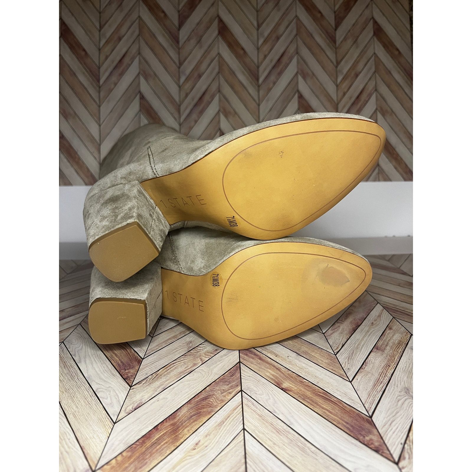 Other 1.State Maribell Pebble Suede Mid-Calf Boots Tan Womens 7.5M Size US 7.5 / IT 37.5 - 10 Thumbnail