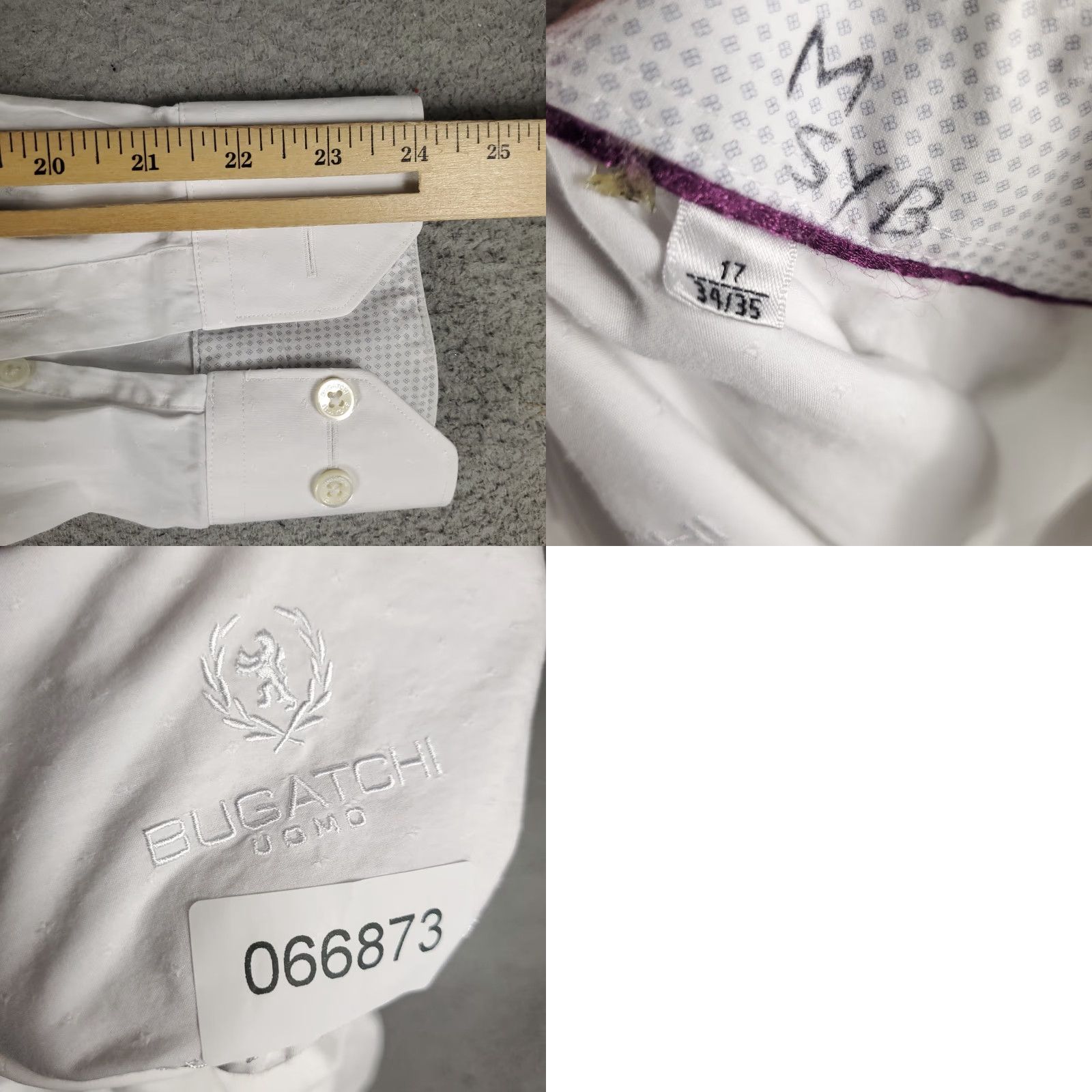 BUGATCHI Bugatchi Uomo Shirt Mens Regular White 17 Dress Shirt Long Sleeve Button Up Collared 100% Cotton Size 46R - 8 Thumbnail