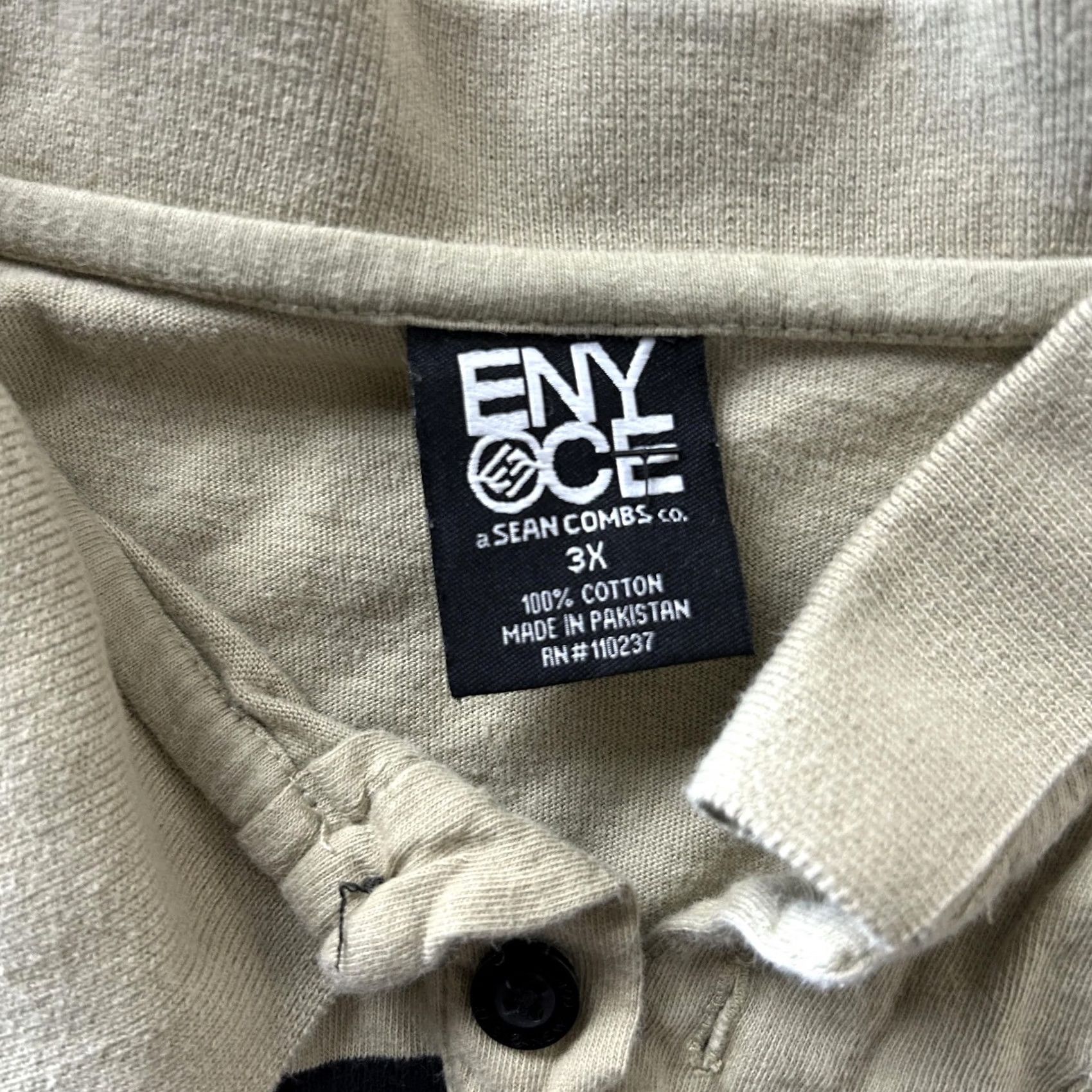 Enyce Enyce Polo Shirt Mens 3XL Beige Striped Short Sleeve 100% Cotton Big & Tall Size US XXL / EU 58 / 5 - 2 Thumbnail
