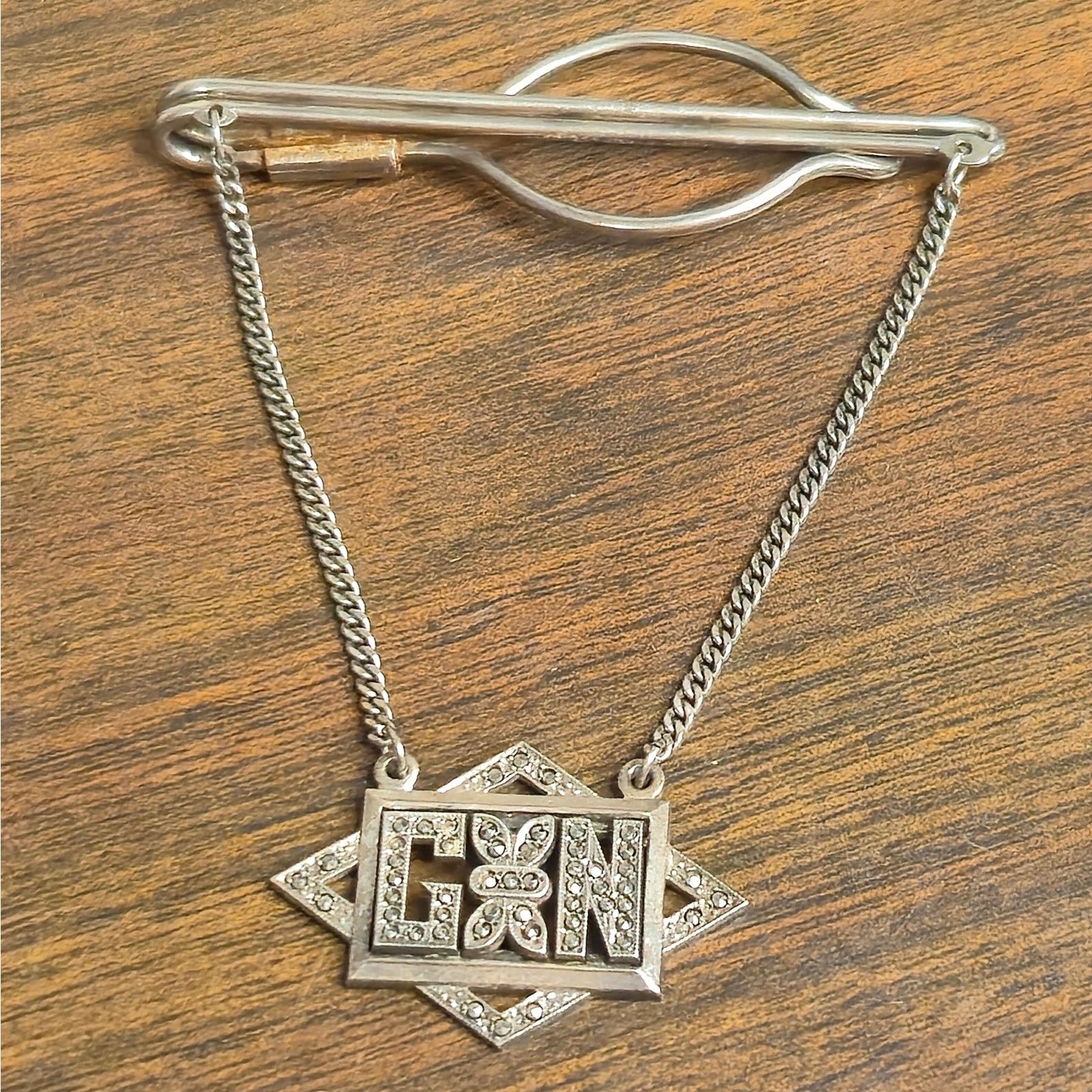 Vintage Vintage Art Deco Sterling Tie Bar Clasp with Pendant Size ONE SIZE - 8 Thumbnail