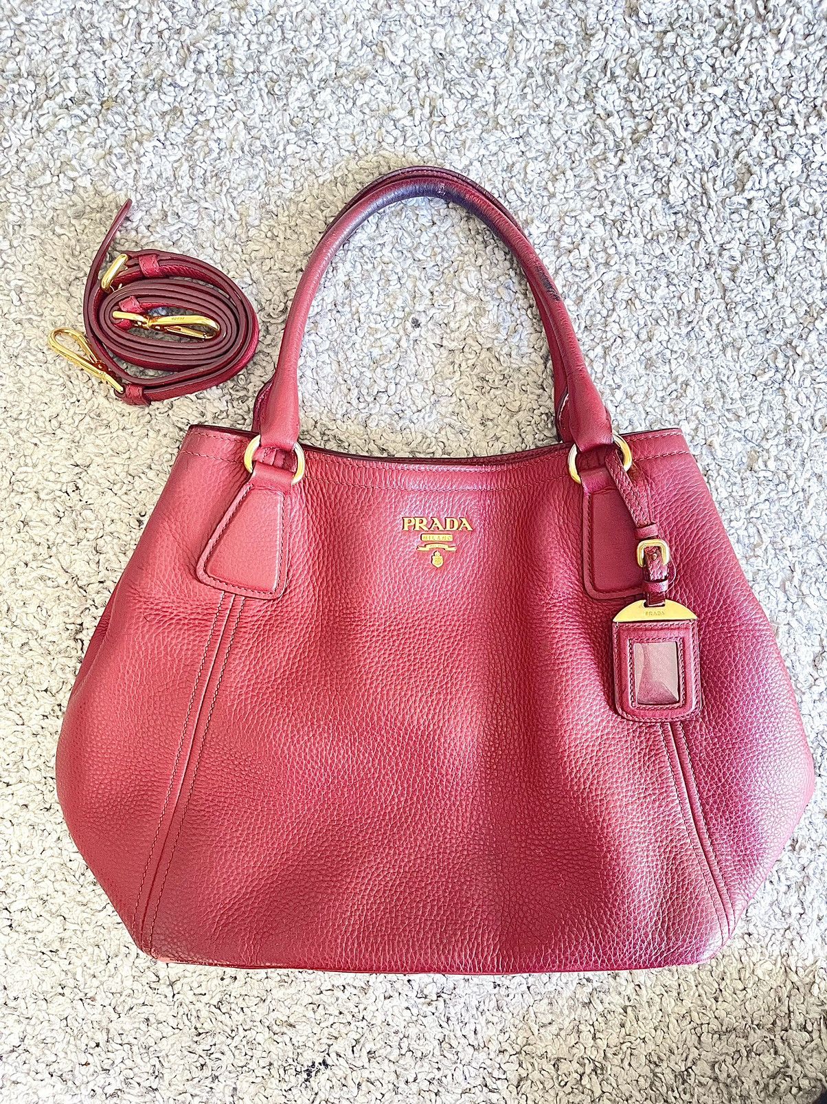 Prada Prada Tasche – Vitello Daino – Rot/Bordeaux Size ONE SIZE - 10 Thumbnail