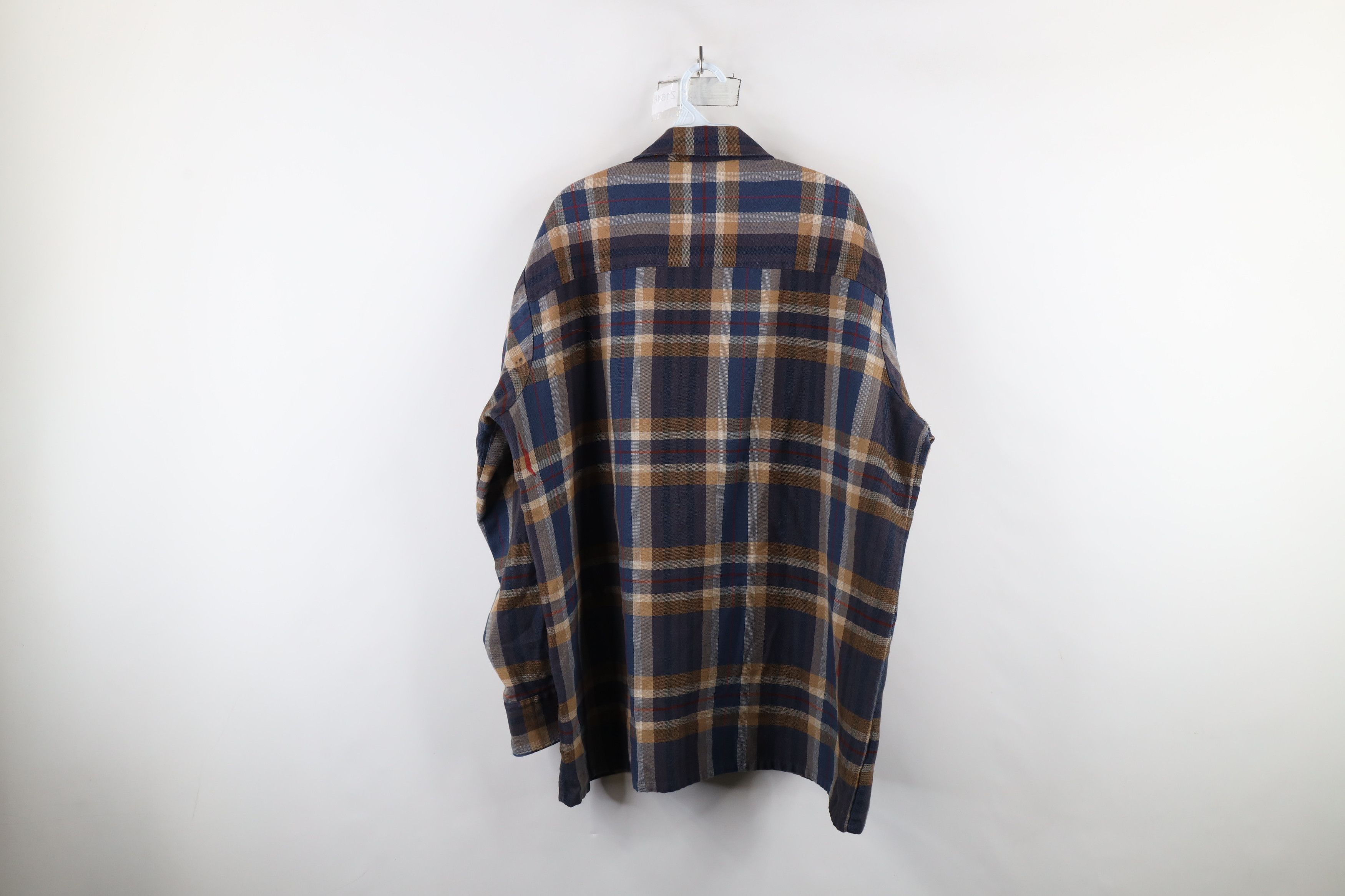 Vintage Vintage 70s 80s Distressed Knit Collared Button Shirt Plaid Size US XXL / EU 58 / 5 - 14 Thumbnail