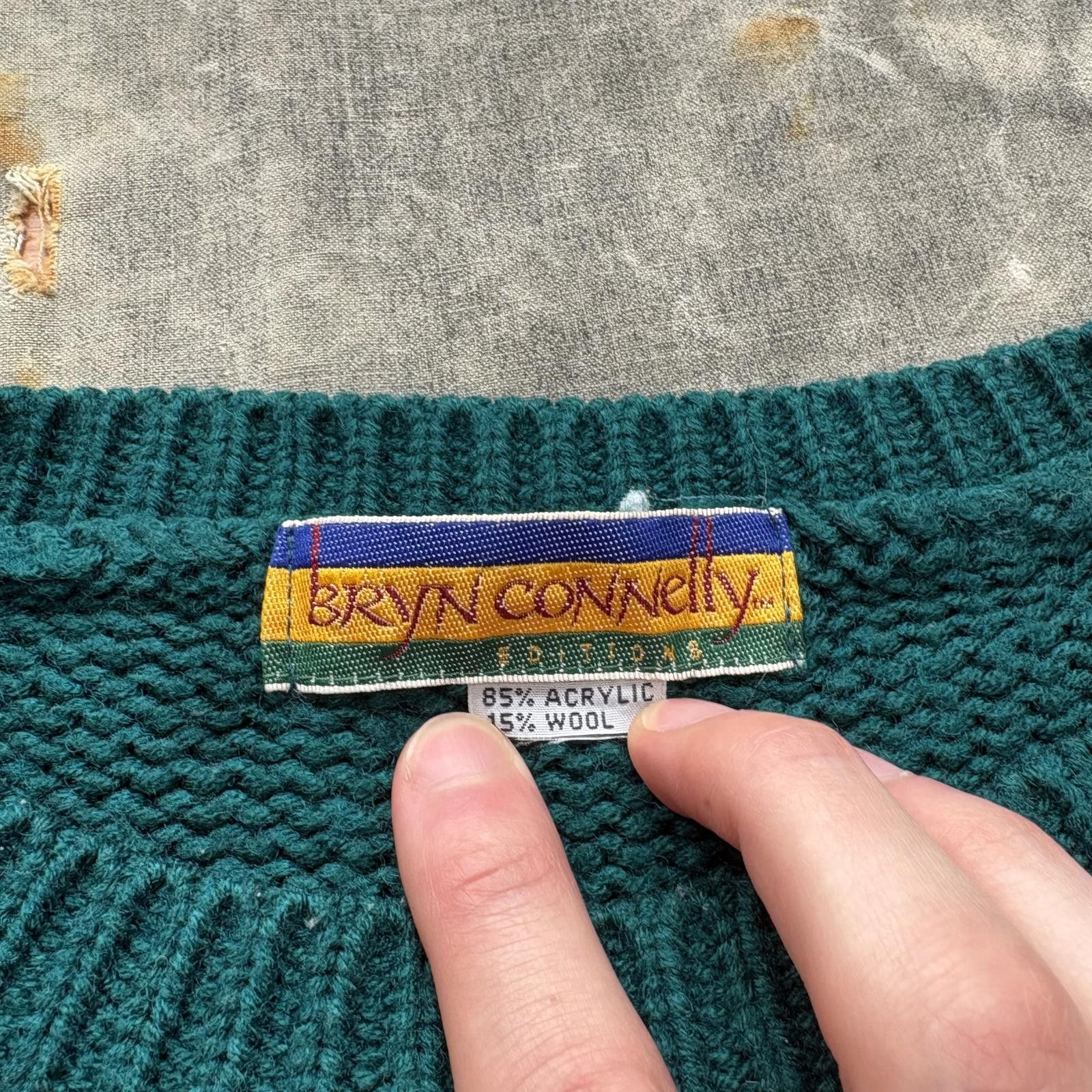 Vintage Vintage 80s Unique Green Instrument Floral Knit Sweater Vest Size L / US 10 / IT 46 - 4 Thumbnail