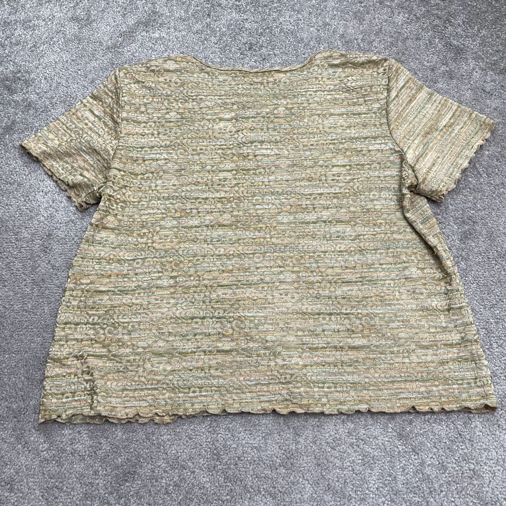 Vintage Alfred Dunner Knitted Keyhole Top Womens 1X Green Floral Size XL / US 12-14 / IT 48-50 - 2 Thumbnail