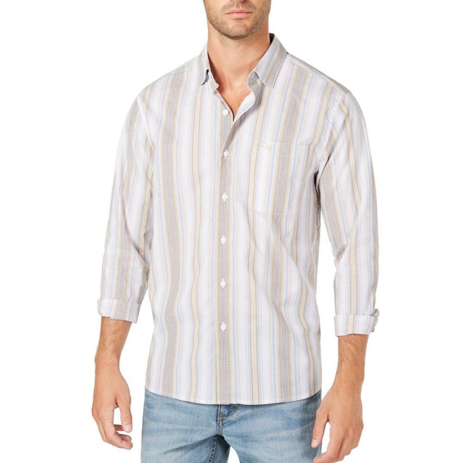Tommy Bahama Tommy Bahama Shirt Mens 2XL Beige Striped Button-Up Size US XXL / EU 58 / 5 - 7 Thumbnail