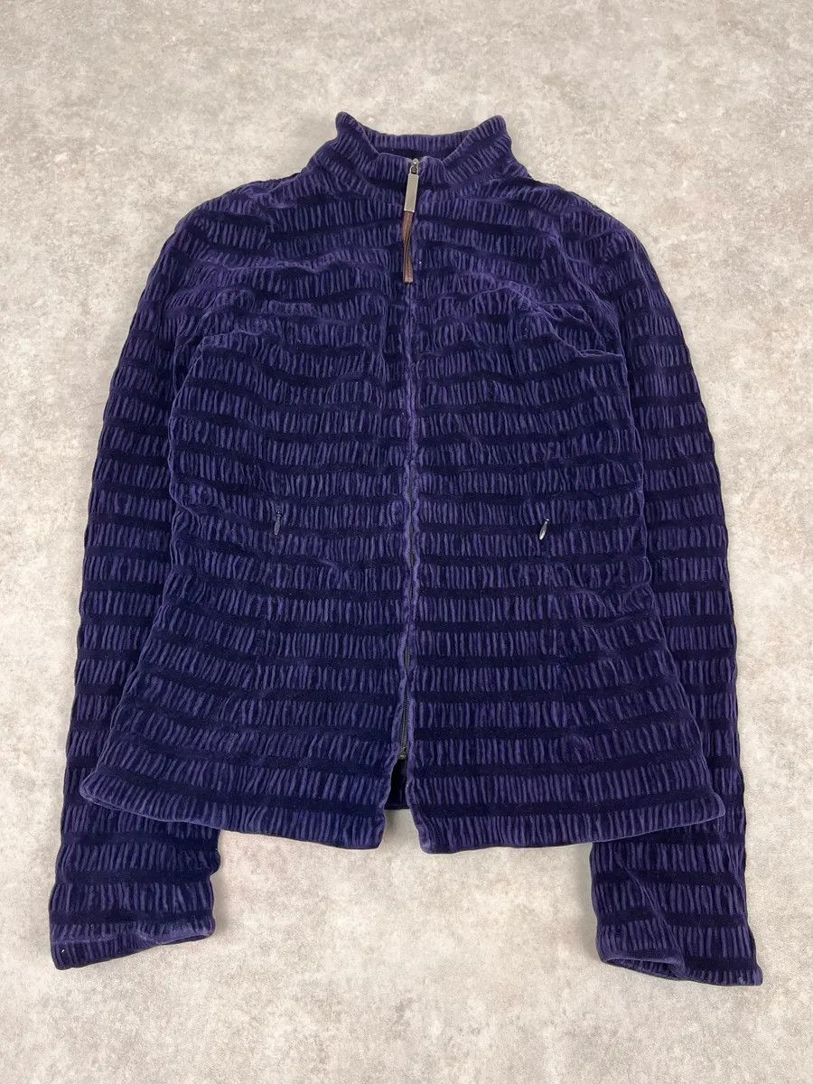 Gianfranco Ferre 1990s Gianfranco Ferré Navy Velvet Zip-up Jacket Size S / US 4 / IT 40 - 1 Thumbnail