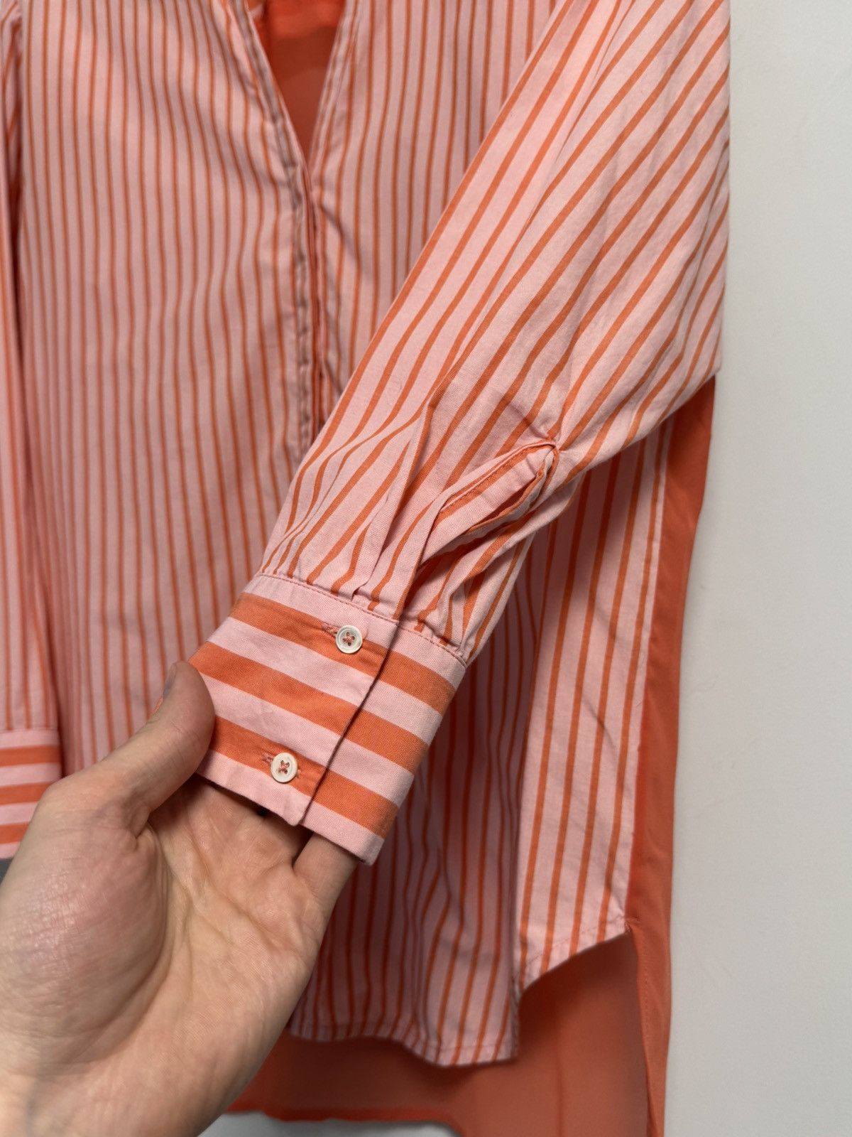 Sandro Sandro Women’s Pink Orange Striped Blouse Tunic 3/4 Sleeve Size XS / US 0-2 / IT 36-38 - 10 Thumbnail