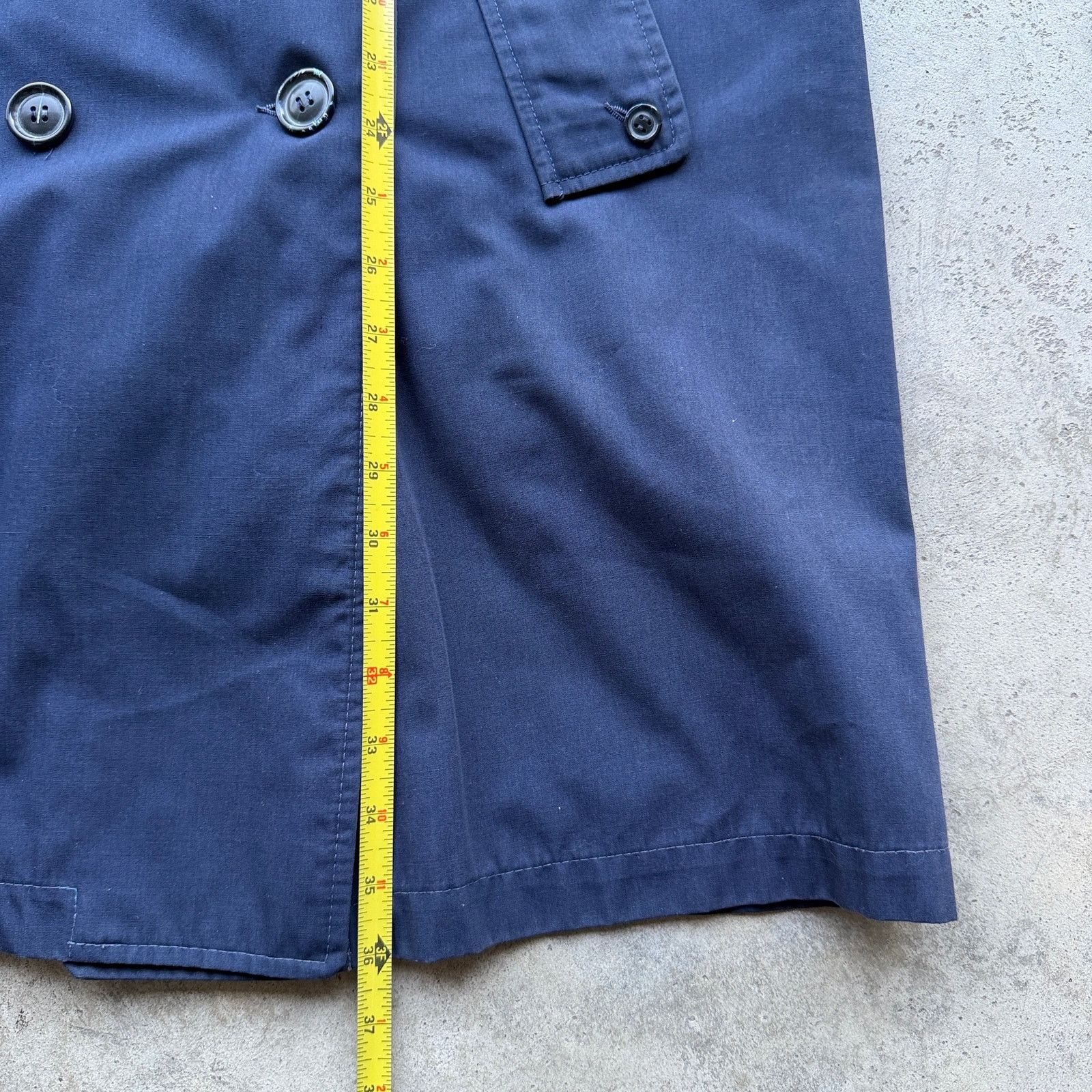 Other Vintage Navy Trench Coat Womens 70s Dark Academia Goth Size XL / US 12-14 / IT 48-50 - 6 Thumbnail