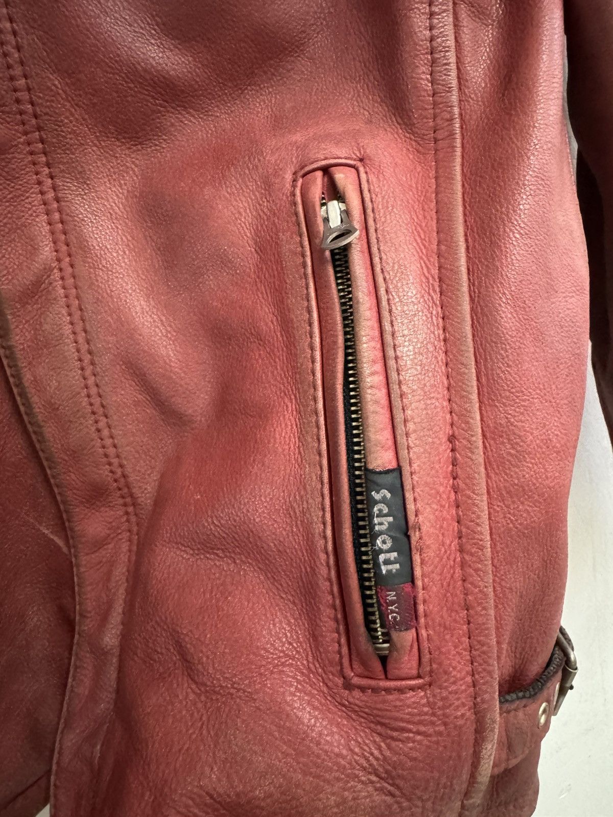 Schott Vintage 80s Schott NYC 654 Red Leather Jacket Racing Stripes Size US S / EU 44-46 / 1 - 9 Thumbnail