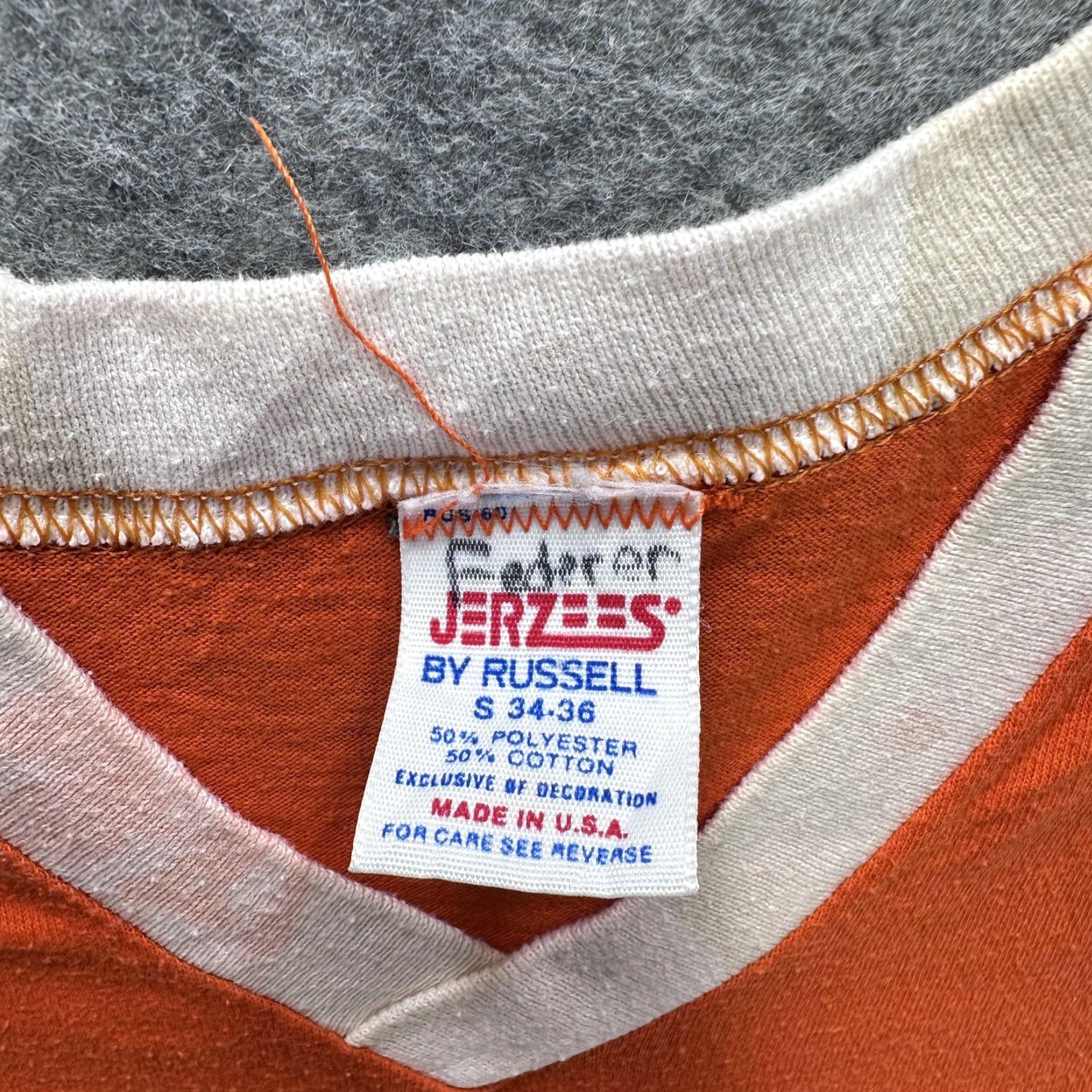 Jerzees VINTAGE Tiger Cubs BSA Shirt Mens Small Orange Jersey Striped Sleeves 80s Size US S / EU 44-46 / 1 - 4 Thumbnail