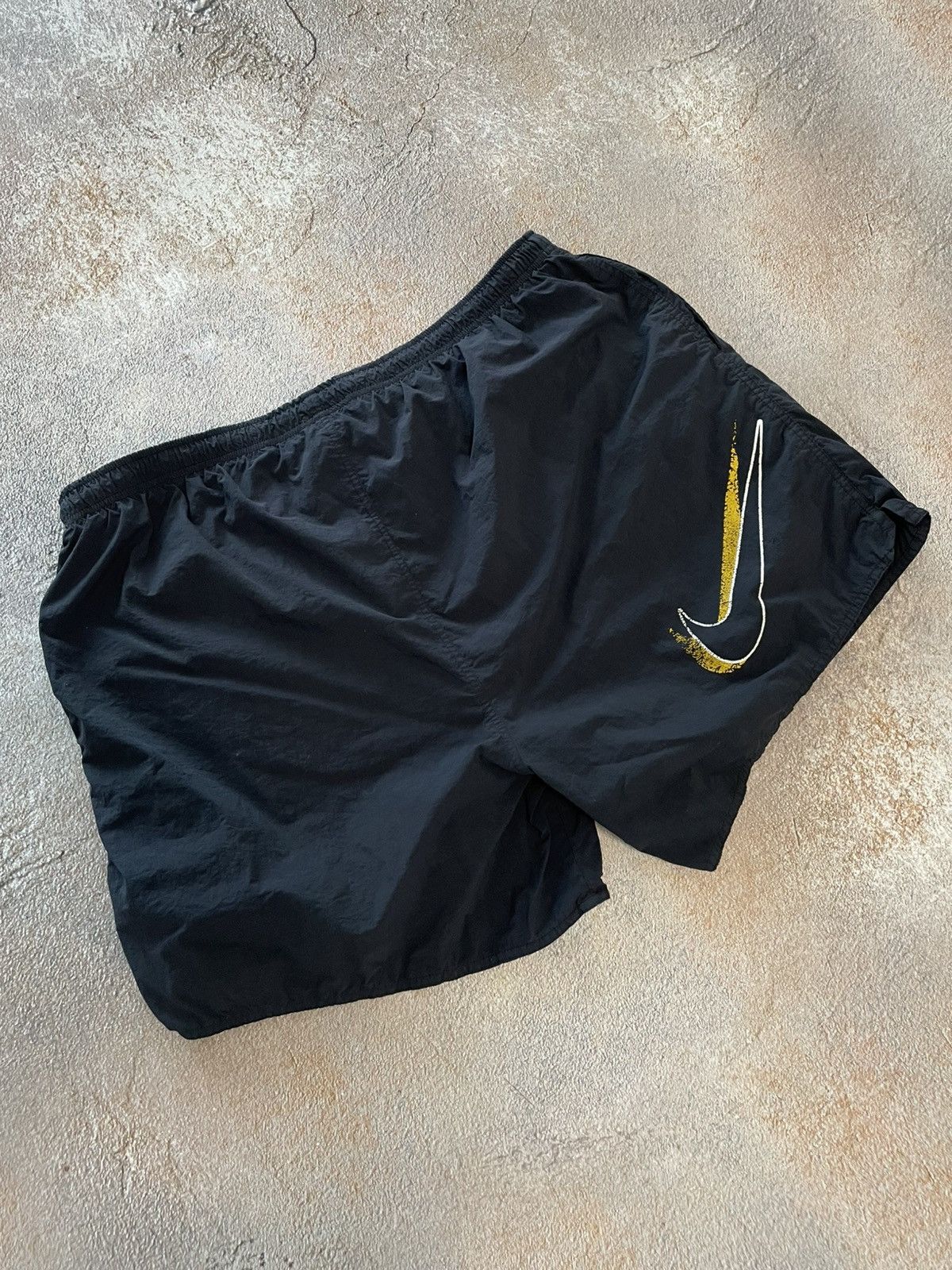 Nike Vintage Nike Nylon Drill Black Shorts Big Swoosh Size US 38 / EU 54 - 1 Thumbnail
