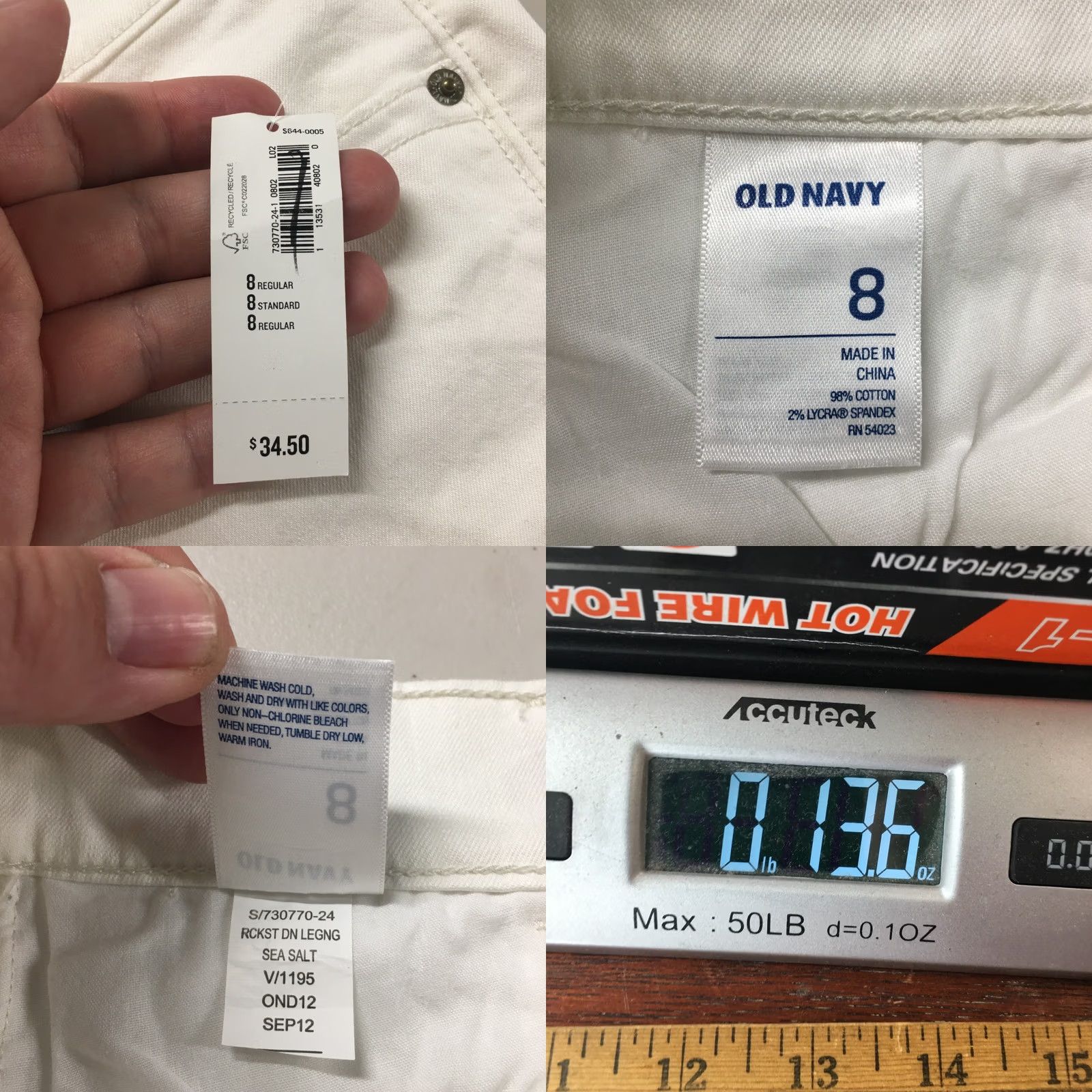 Old Navy Old Navy Rock Star Super Skinny Jeans Womens 8R White NEW Size 29" - 10 Thumbnail
