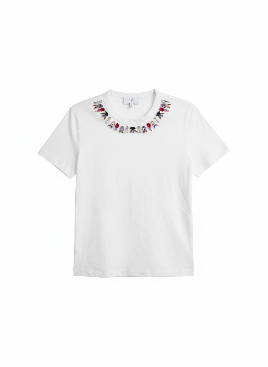 Calvin Klein Calvin Klein CK Logo White Short Sleeve Crew Neck T-Shirt Size S Size US S / EU 44-46 / 1 - 1 Thumbnail