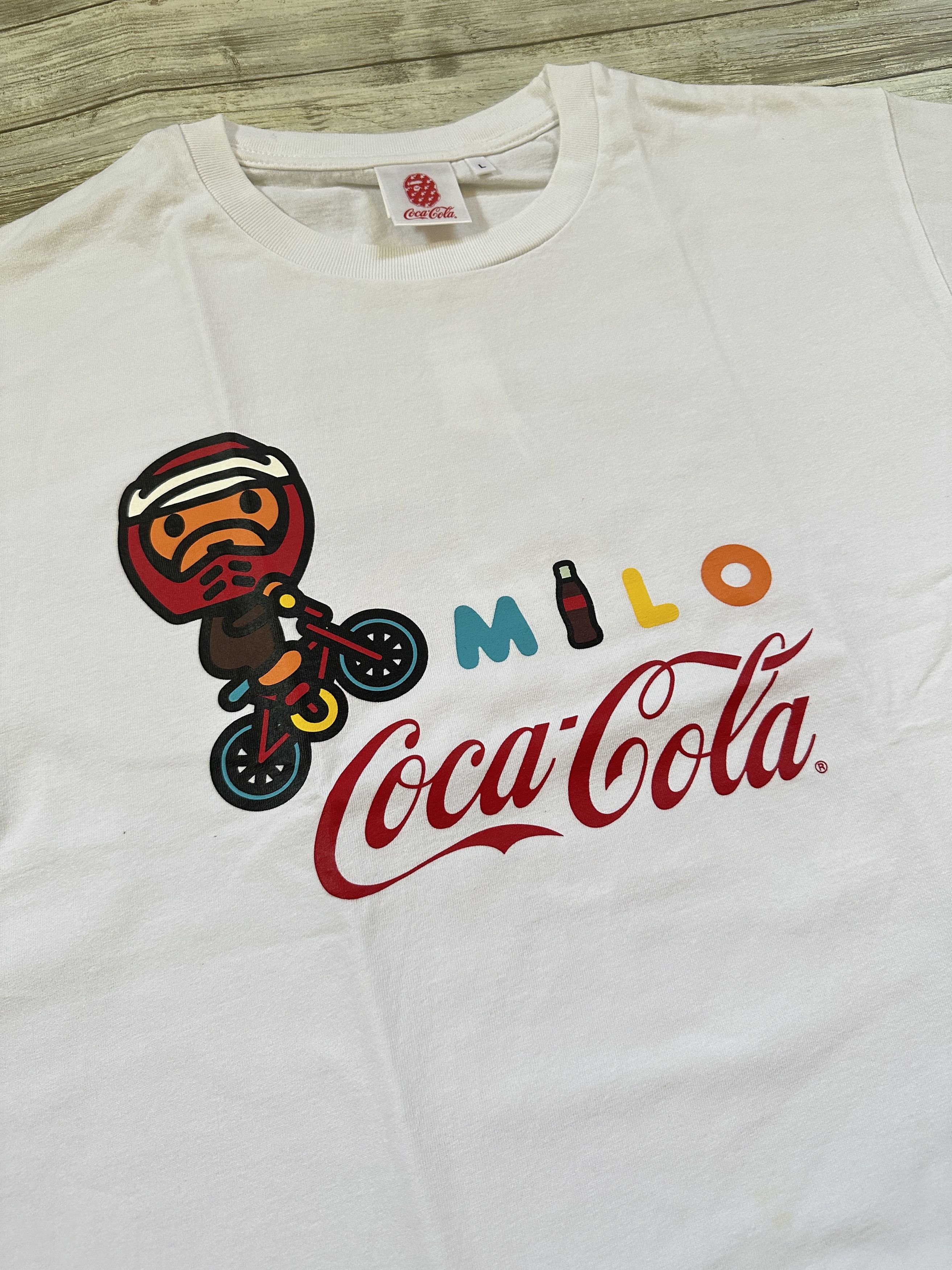image of Bape Ss20 Baby Milo Coca Cola Bmx Tee in White, Men's (Size Large)