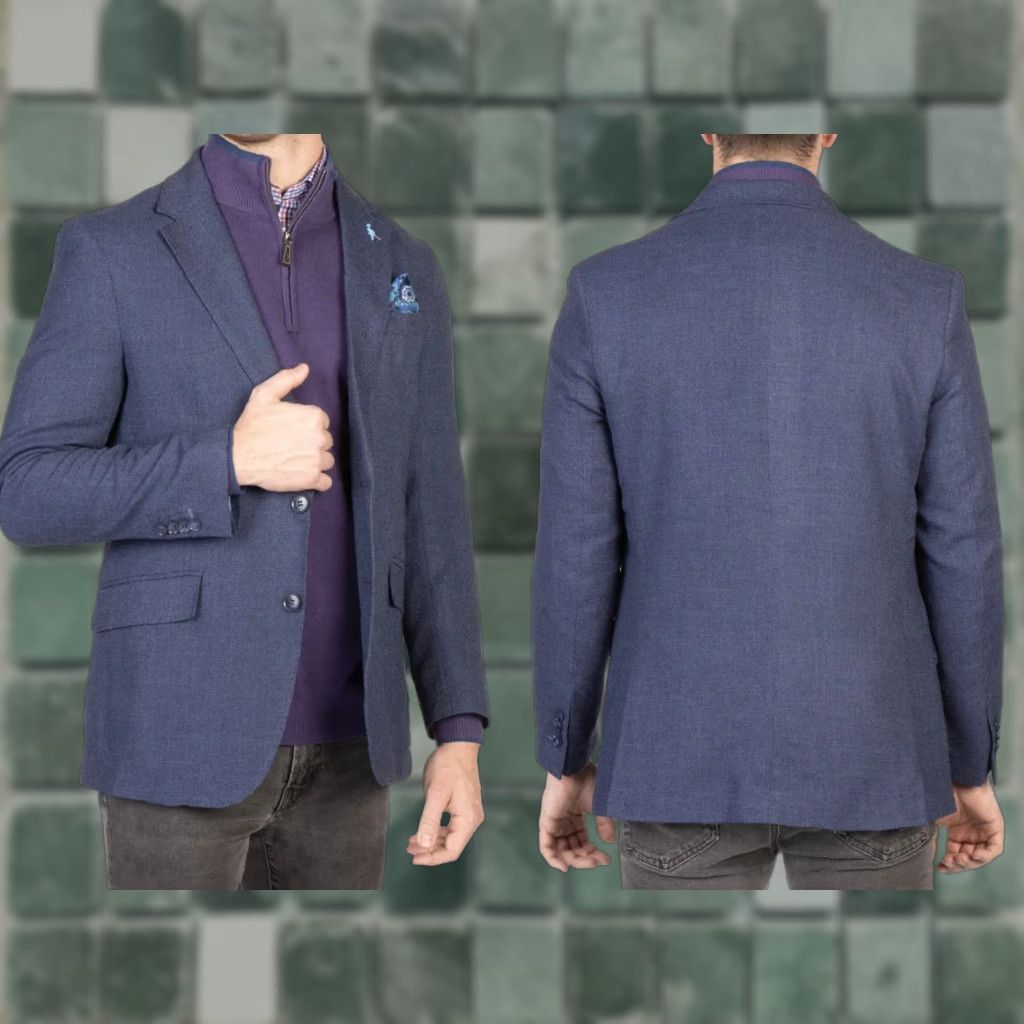 Tailorbyrd Tailorbyrd Collection Sport Coat Blazer Denim Blue 40R Men Regular Two-Button Notch Lapel Stretch Polyester Rayon Spandex NWT Size 40R - 1 Thumbnail