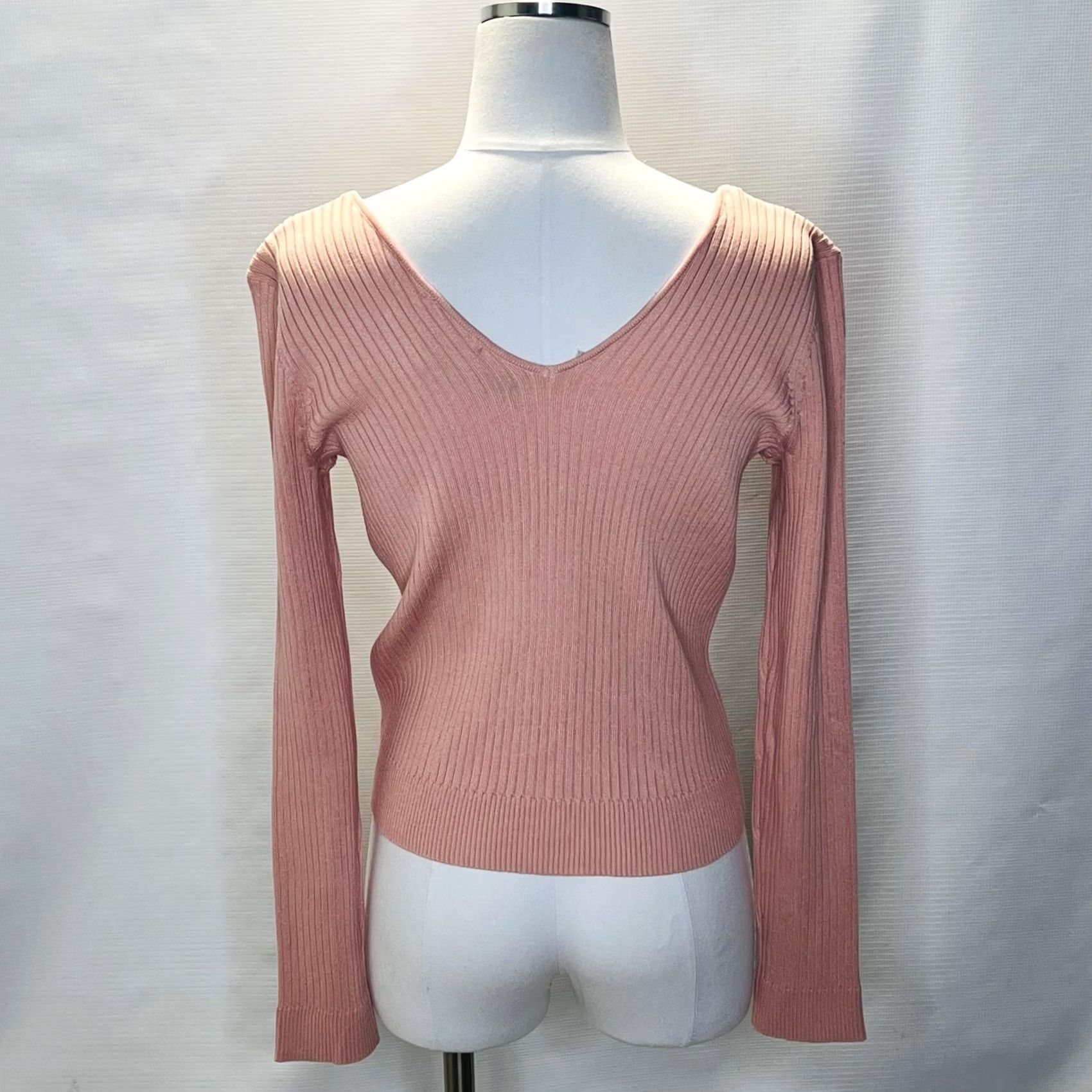 Vintage Skies Are Blue Sweater Womens Large Pink Ribbed V Neck Pullover Lot 3” Size L / US 10 / IT 46 - 7 Thumbnail