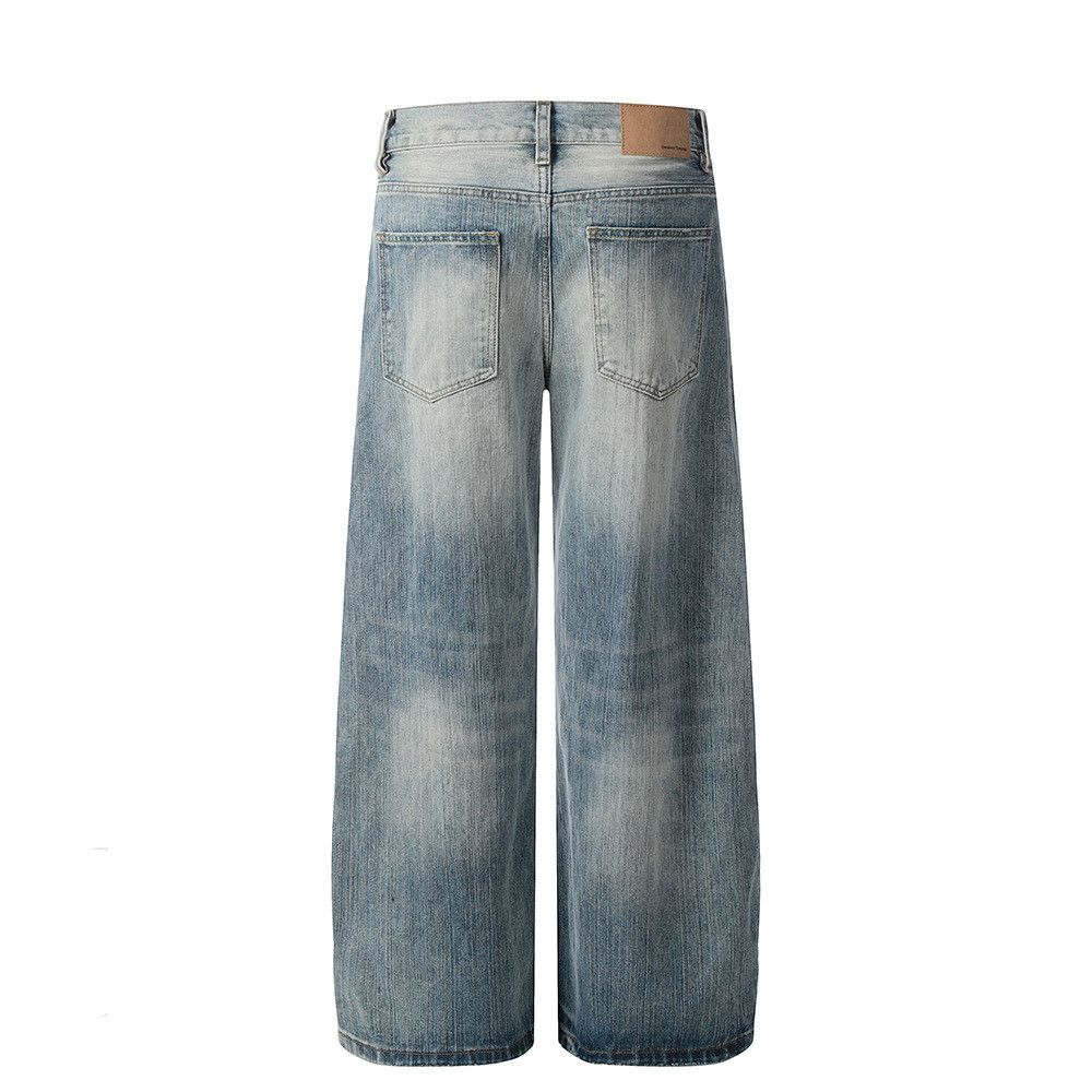 Vintage American street washed bamboo pattern curved jeans for men Size US 32 / EU 48 - 2 Thumbnail