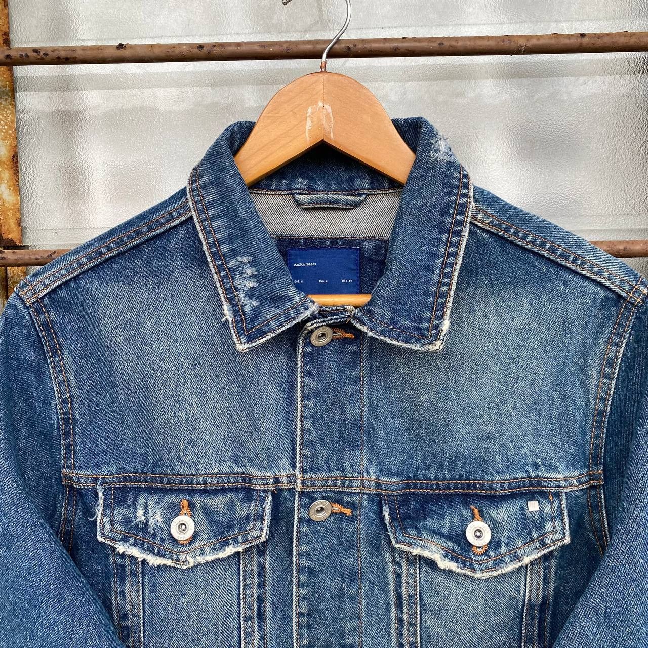 Zara Zara Man Distressed Denim Jacket Trucker M Frayed Raw Edge Size US M / EU 48-50 / 2 - 5 Thumbnail