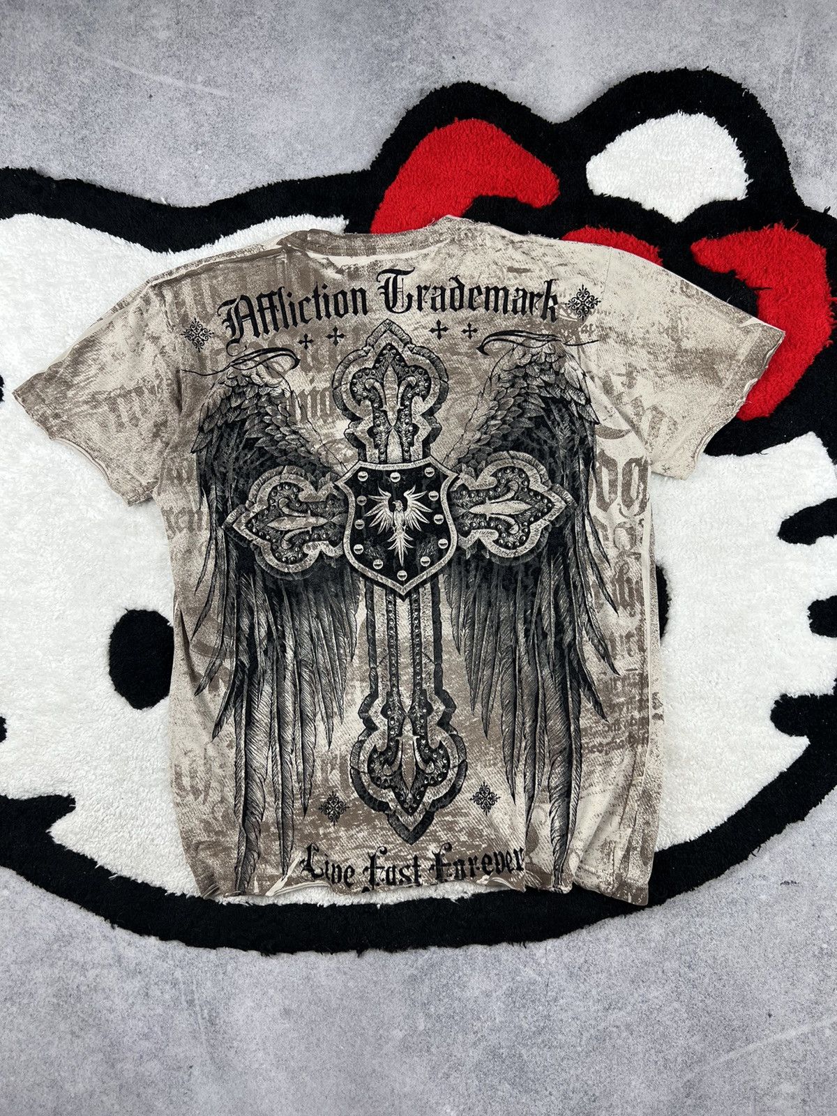 Affliction Vintage Affliction Skulls Skeleton Trashed Rhinestones Tee Size US S / EU 44-46 / 1 - 7 Thumbnail