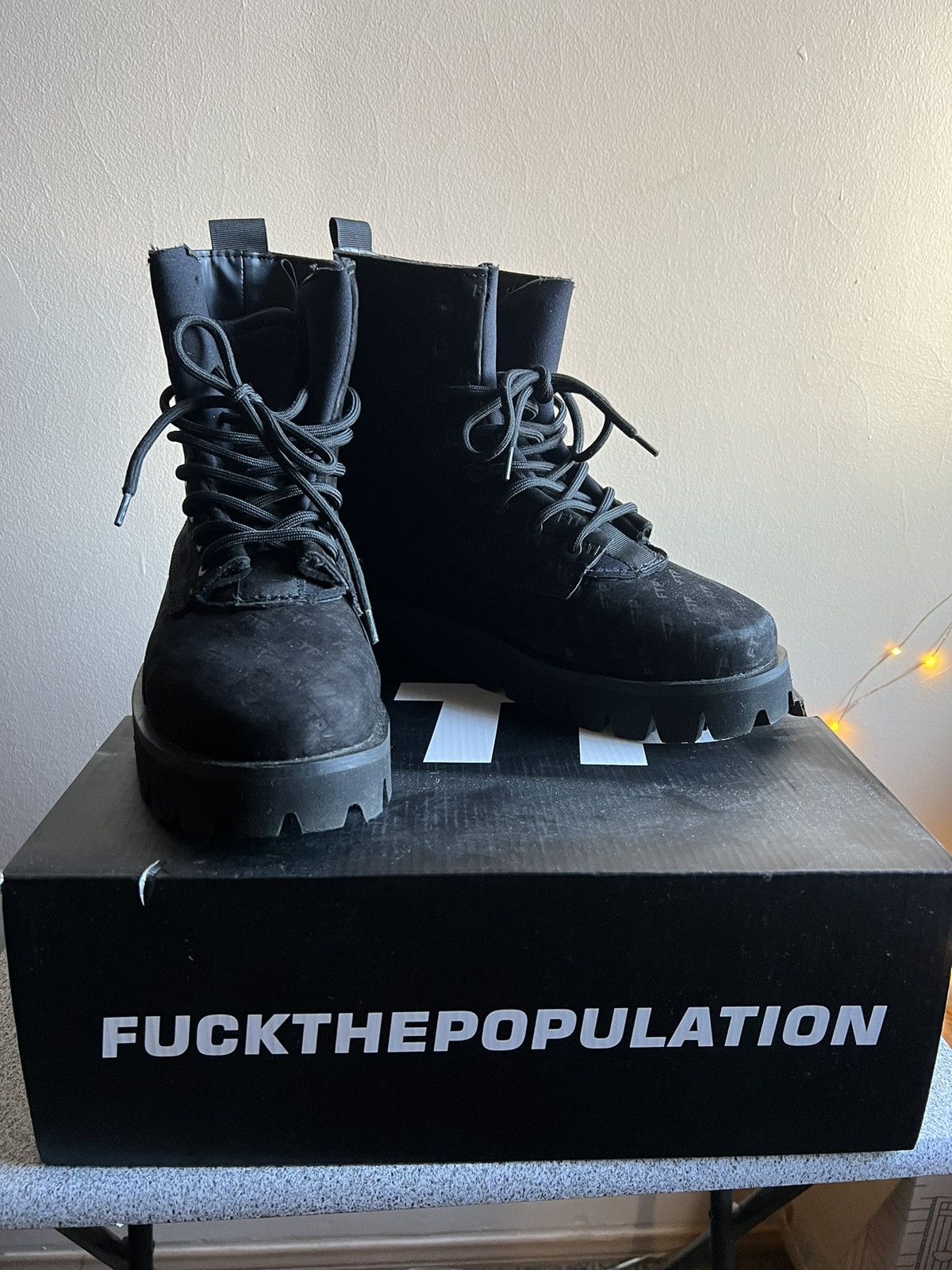 image of Fuck The Population Ftp All Over Boot in Black, Men's (Size 10)