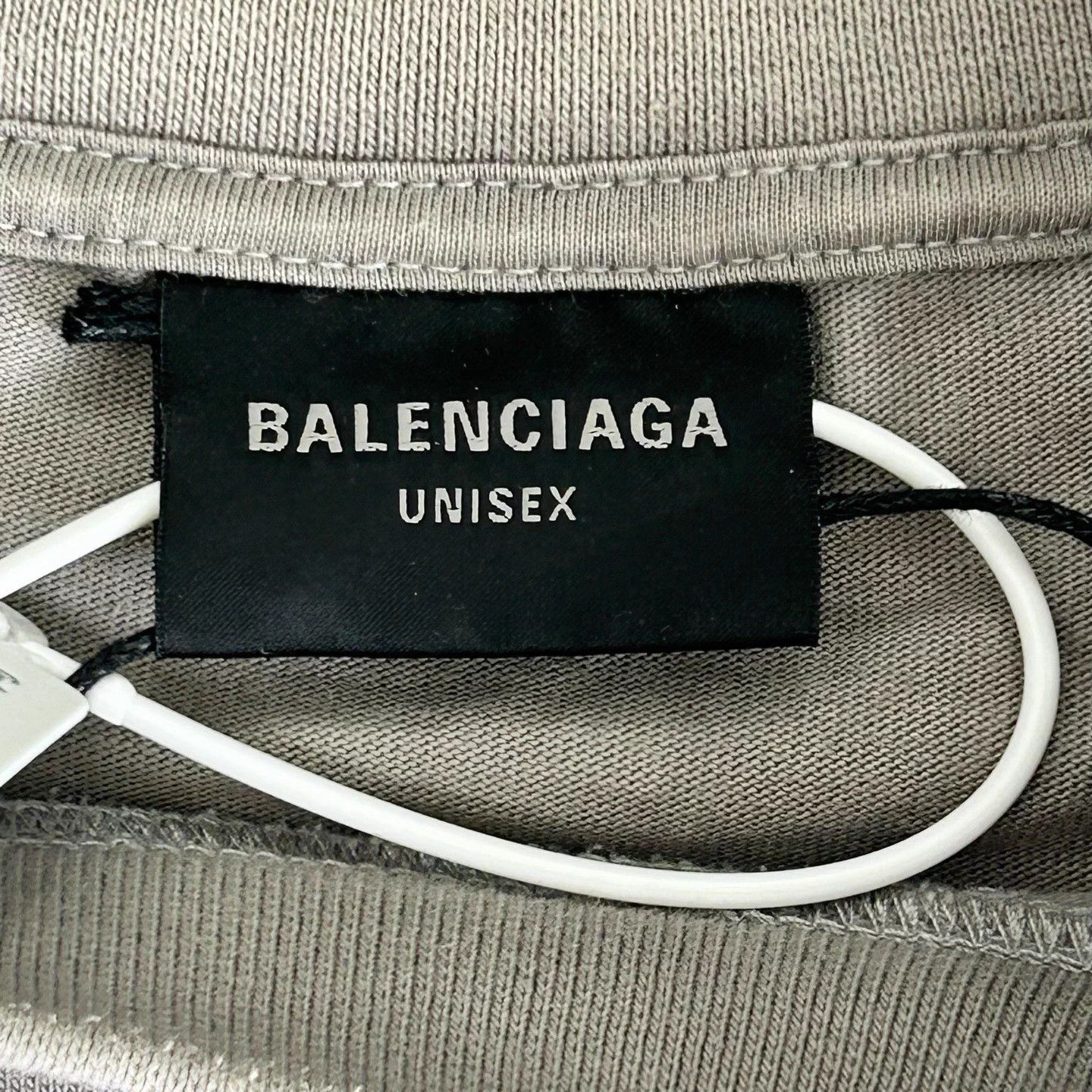 Balenciaga Balenciaga Double-Face Multi Logo Washed Gray Short Tee Size US S / EU 44-46 / 1 - 3 Thumbnail