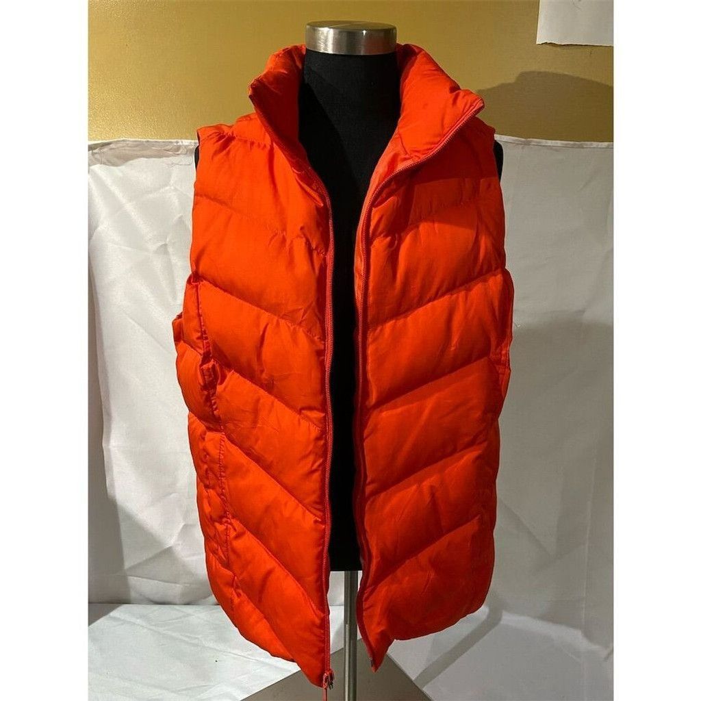 Lands' End Lands' End Women's Puffer Vest Size L Orange Winter Zip Up Size L / US 10 / IT 46 - 1 Thumbnail