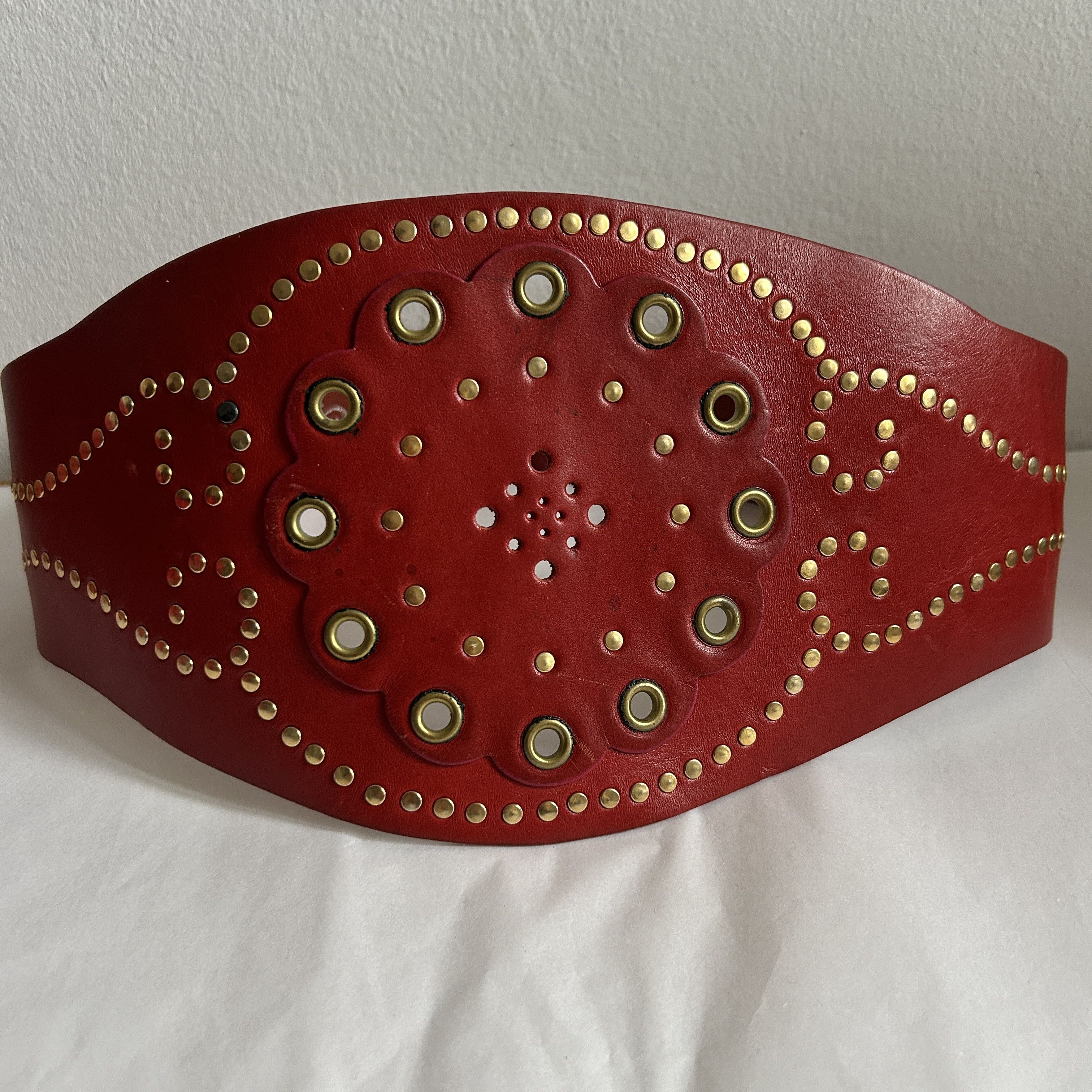 Vintage Vintage Red Leather Studded Corset Belt Size ONE SIZE - 6 Thumbnail