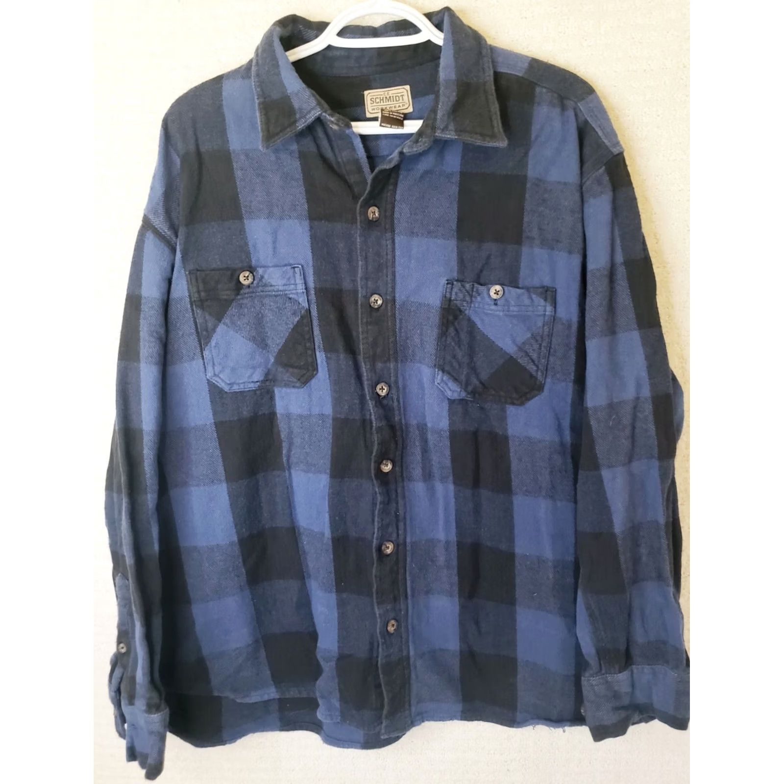 Vintage VINTAGE CE Schmidt Workwear Shacket Mens 2XL BLUE BLACK Plaid Button Heavy Flannel Shirt Size US XXL / EU 58 / 5 - 2 Thumbnail