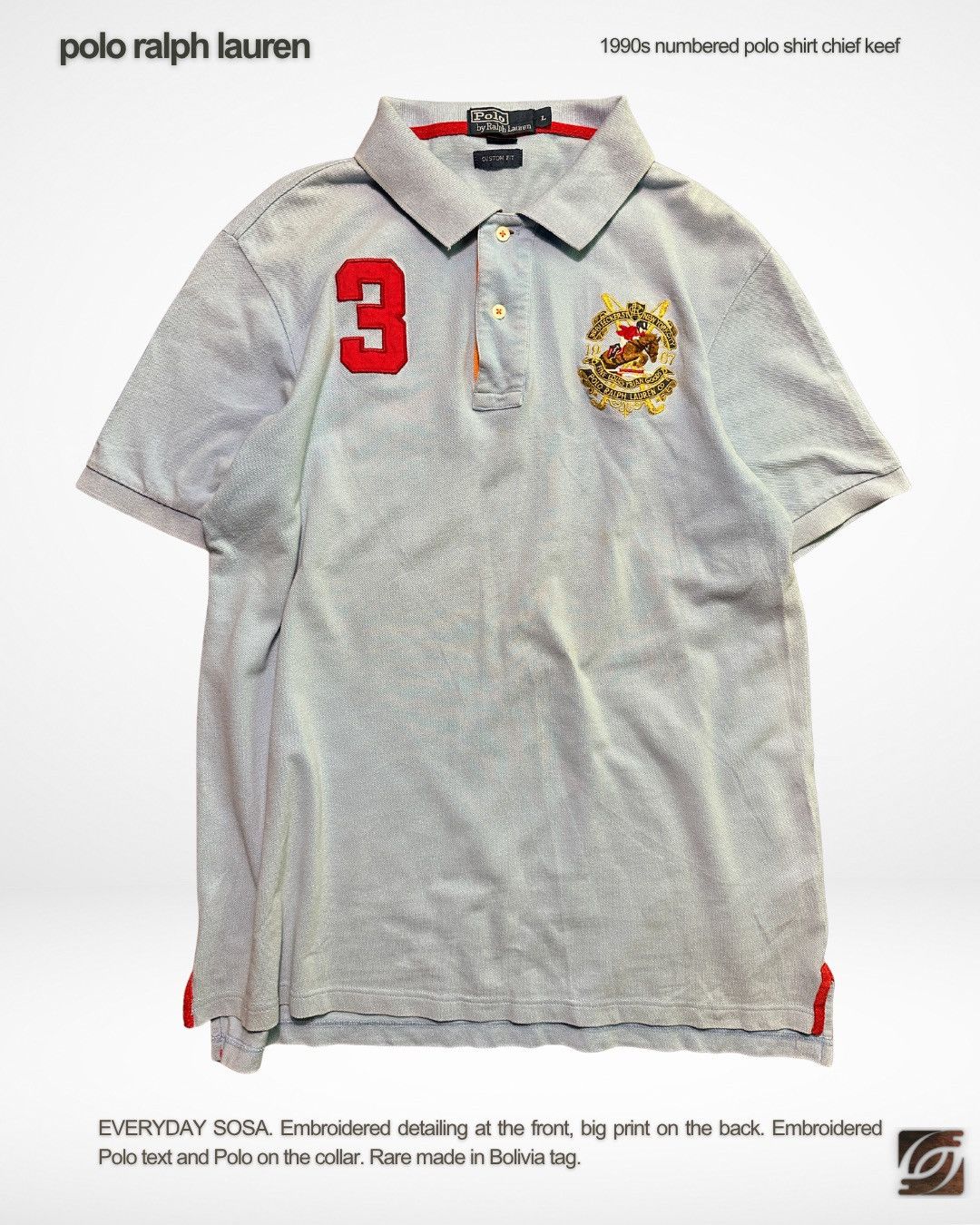 Polo Ralph Lauren 1990s Numbered Polo Shirt Chief Keef Size US L / EU 52-54 / 3 - 1 Thumbnail