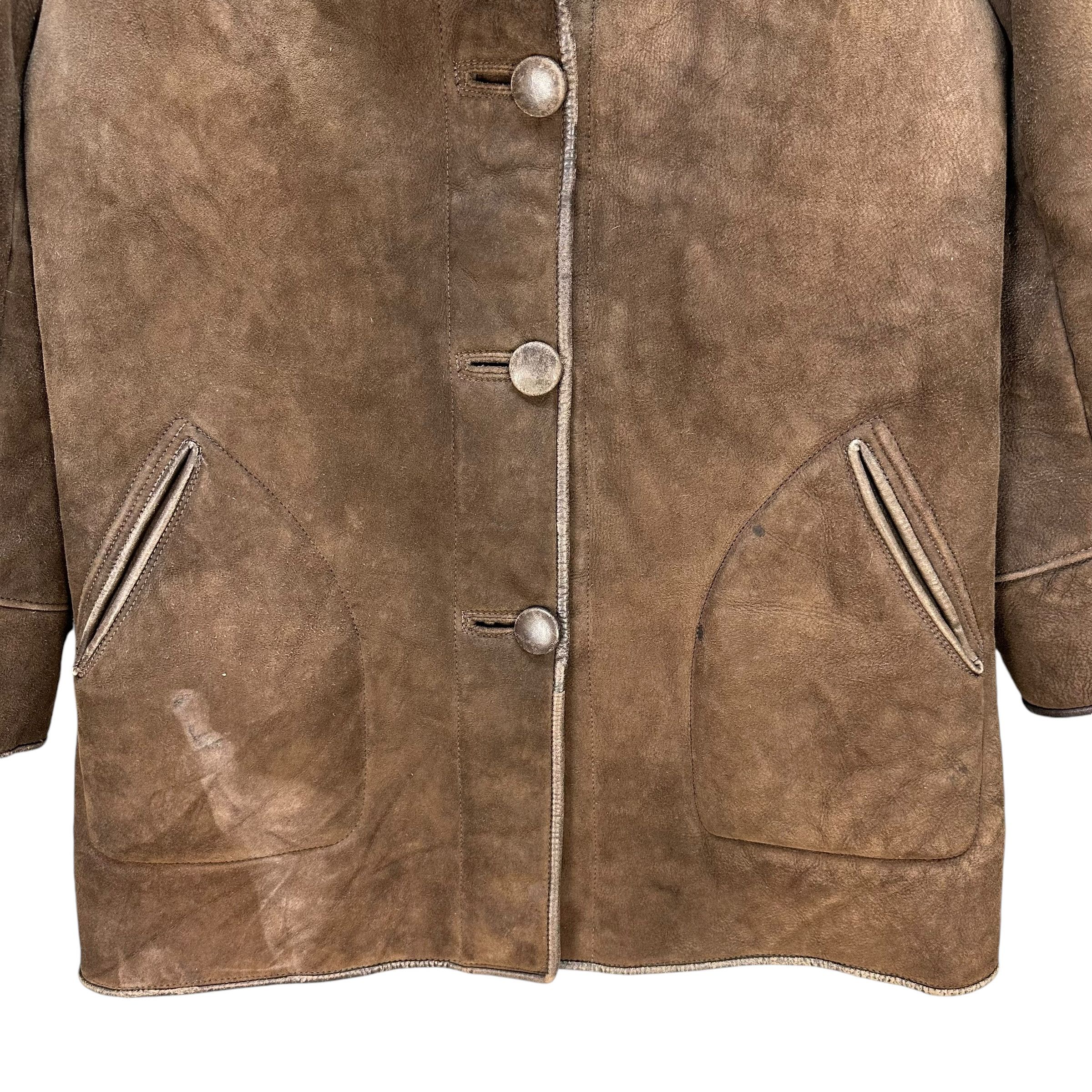 Vintage YEOVIL SHEEPSKIN SHOP Suede Leather Coat Jacket #A50-1180 Size S / US 4 / IT 40 - 3 Thumbnail