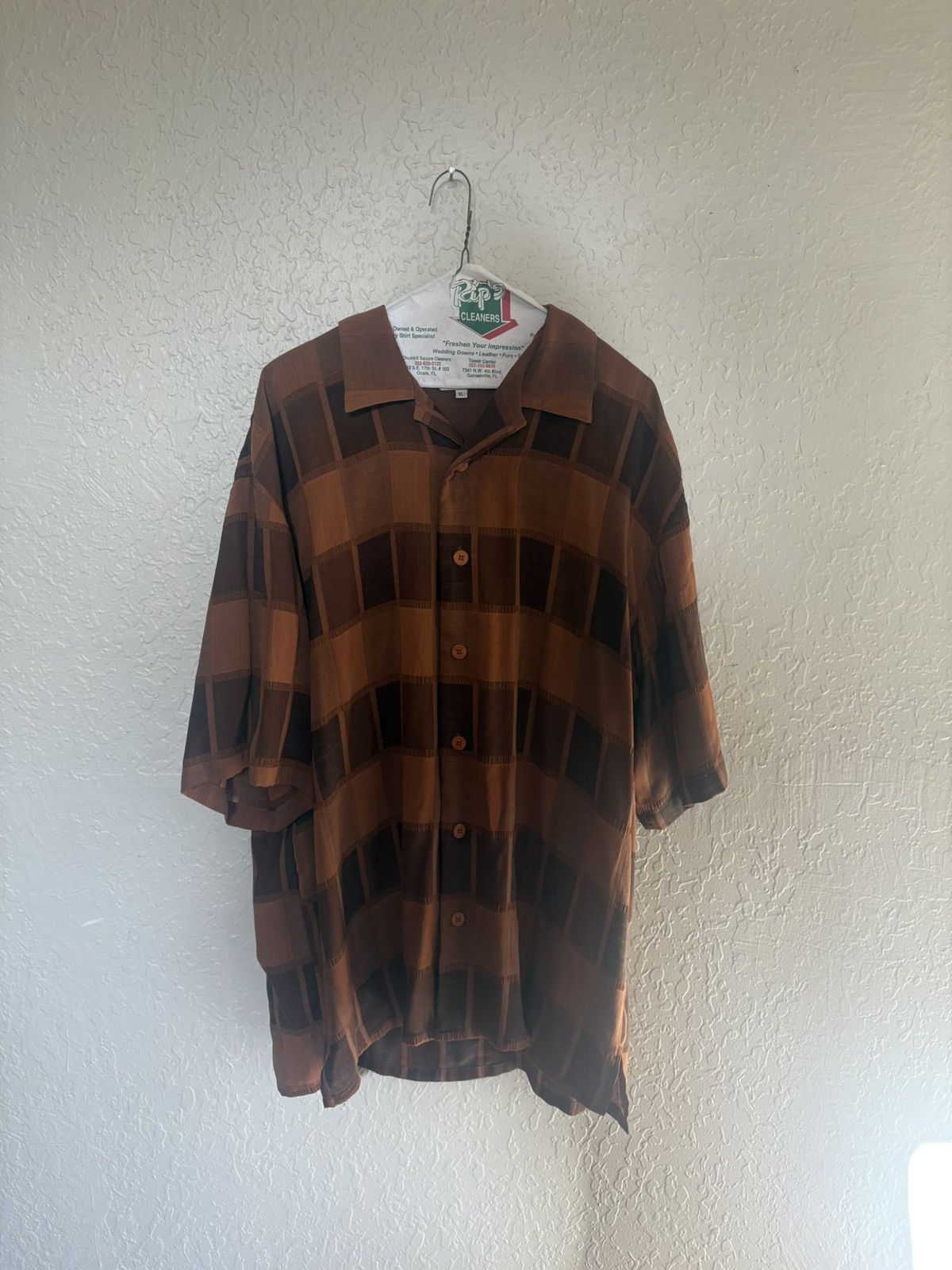 Vintage Vintage Rust & Brown Checkered Short Sleeve Shirt – XL Size US XL / EU 56 / 4 - 1 Thumbnail