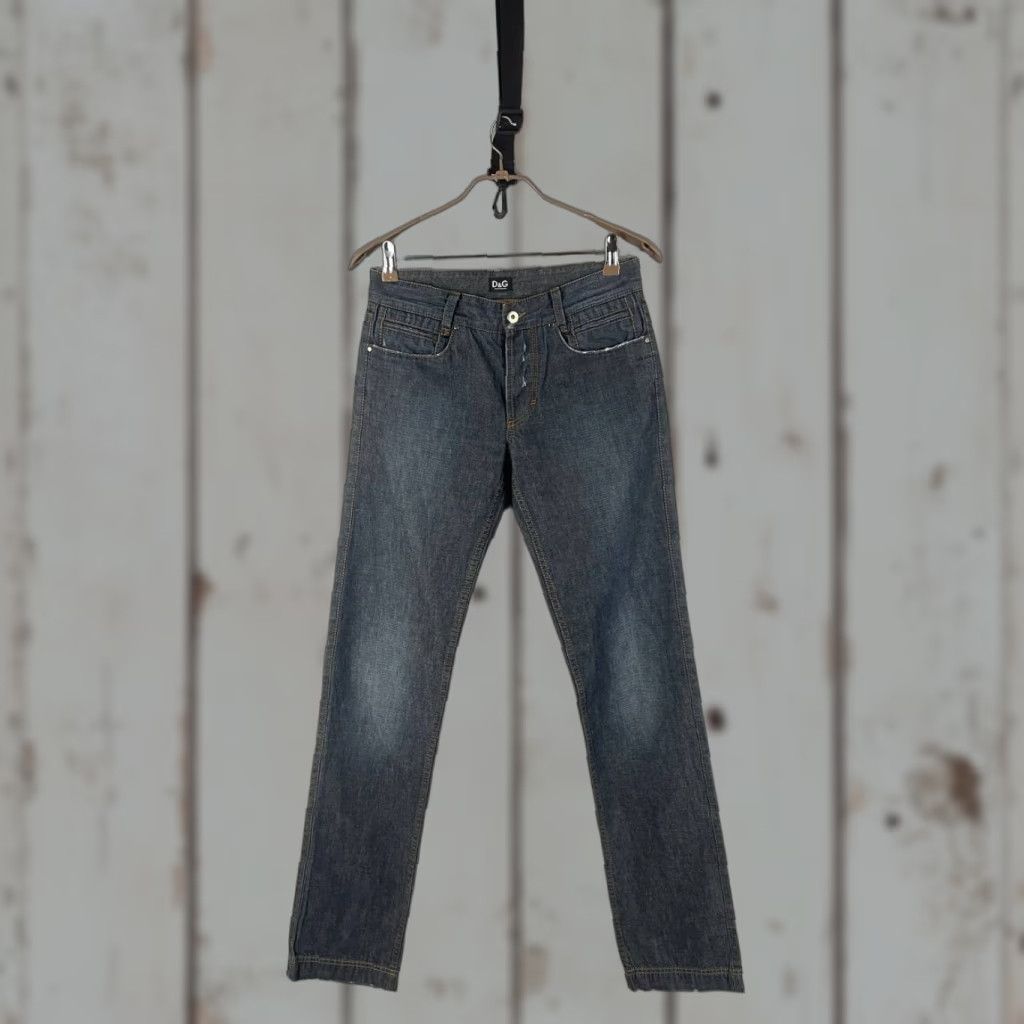 Dolce & Gabbana Dolce&Gabbana Mens Denim Jeans Size M Blue Denim Cotton Straight Leg Jeans Regular Rise 5-Pocket Size US 31 - 1 Thumbnail