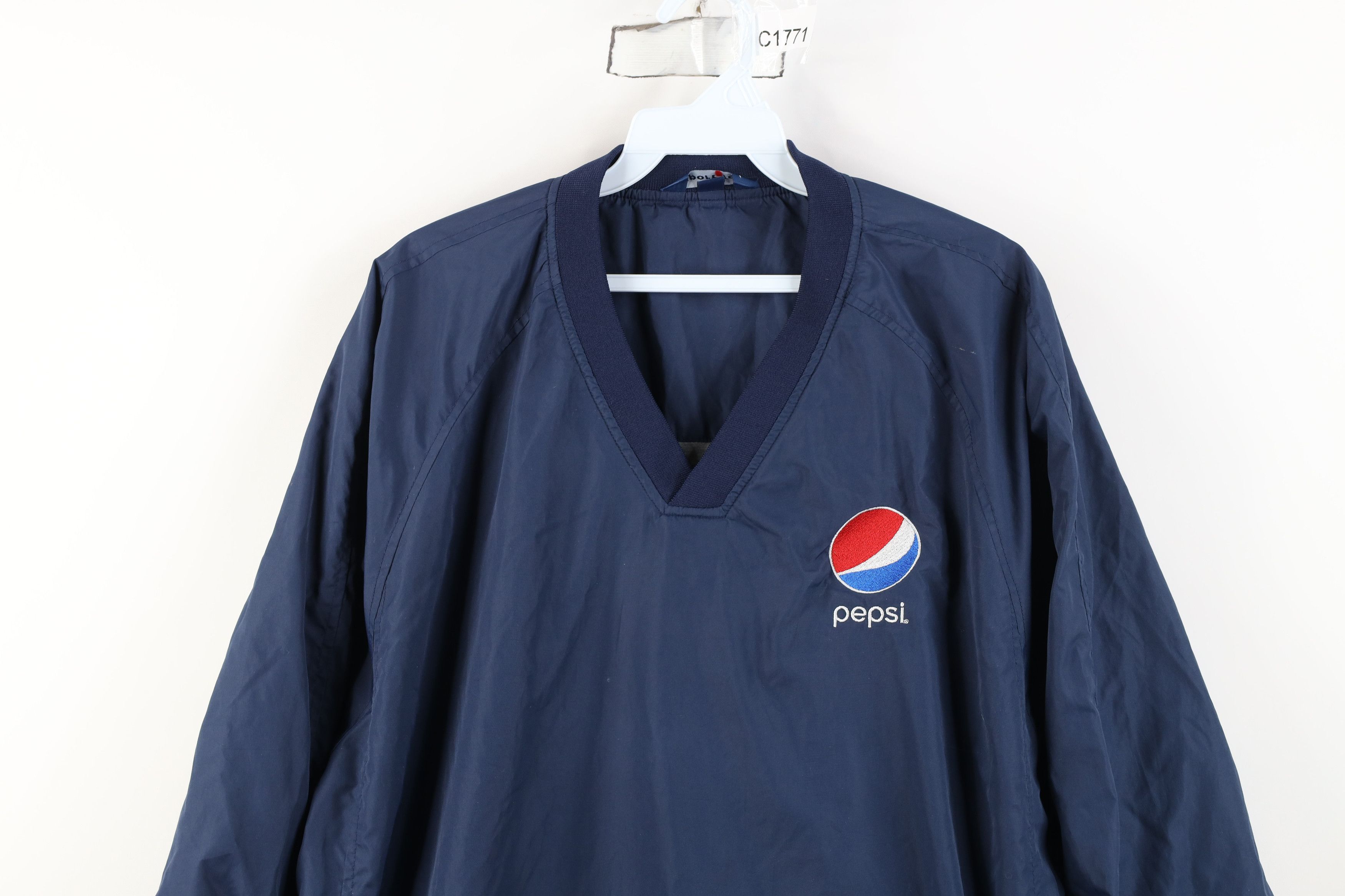 Vintage Vintage Pepsi Co Lined Pullover Windbreaker Jacket Navy Blue Size US XL / EU 56 / 4 - 2 Thumbnail