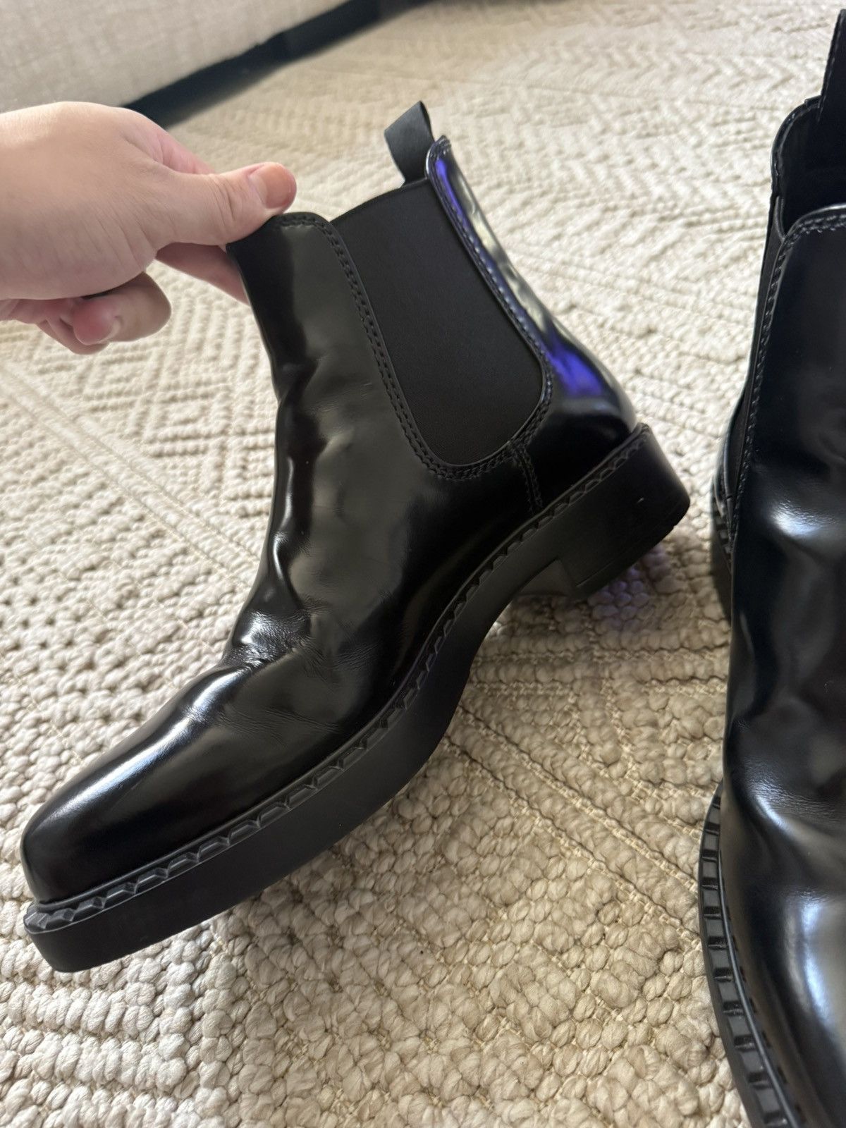 Prada Prada Black Leather Chelsea Boots (2TE176) - Size 8 Size US 8 / EU 41 - 2 Thumbnail