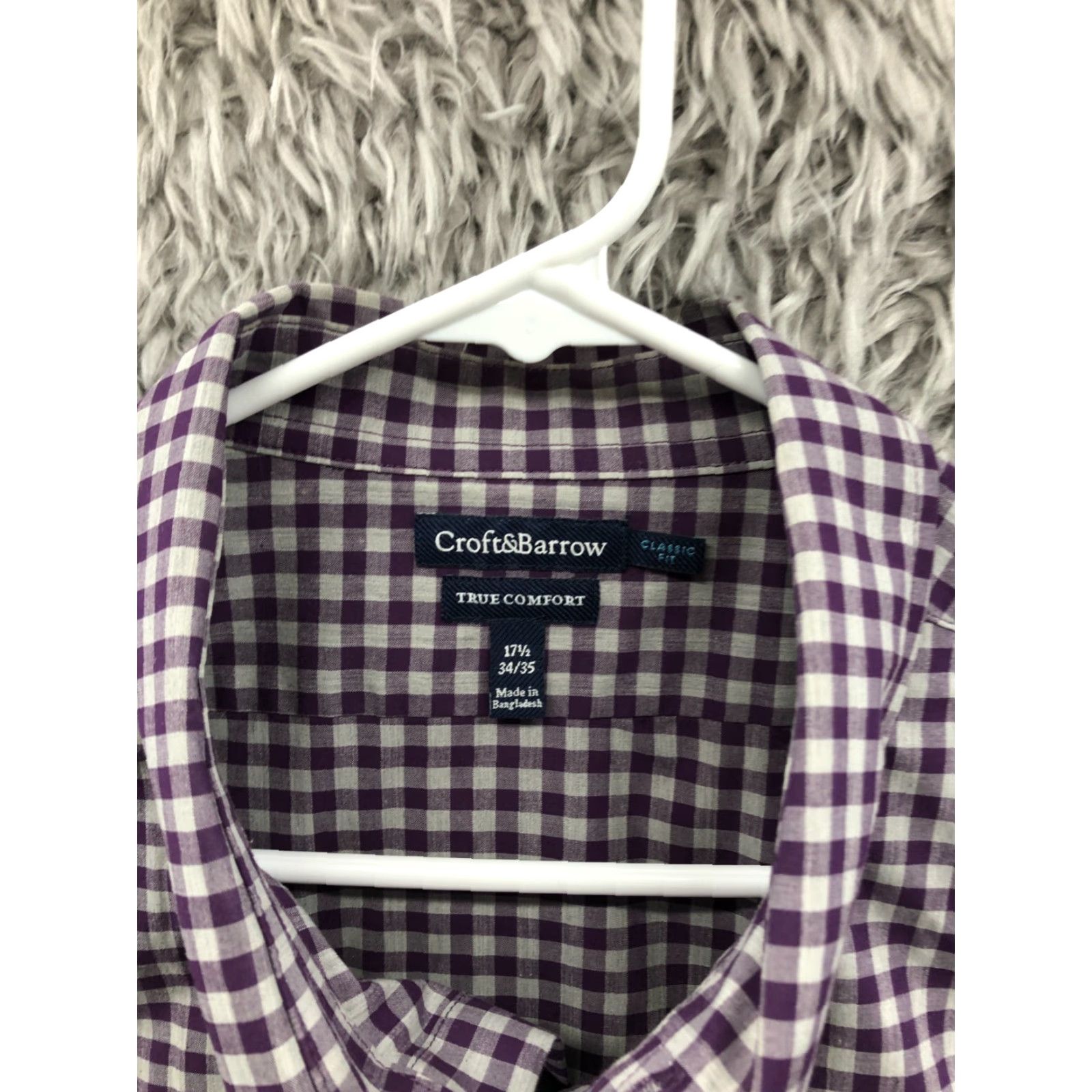 Croft & Barrow Croft & Barrow Shirt 17.5 Mens Button-Down Long Sleeve Purple Stripe Size US XXL / EU 58 / 5 - 2 Thumbnail