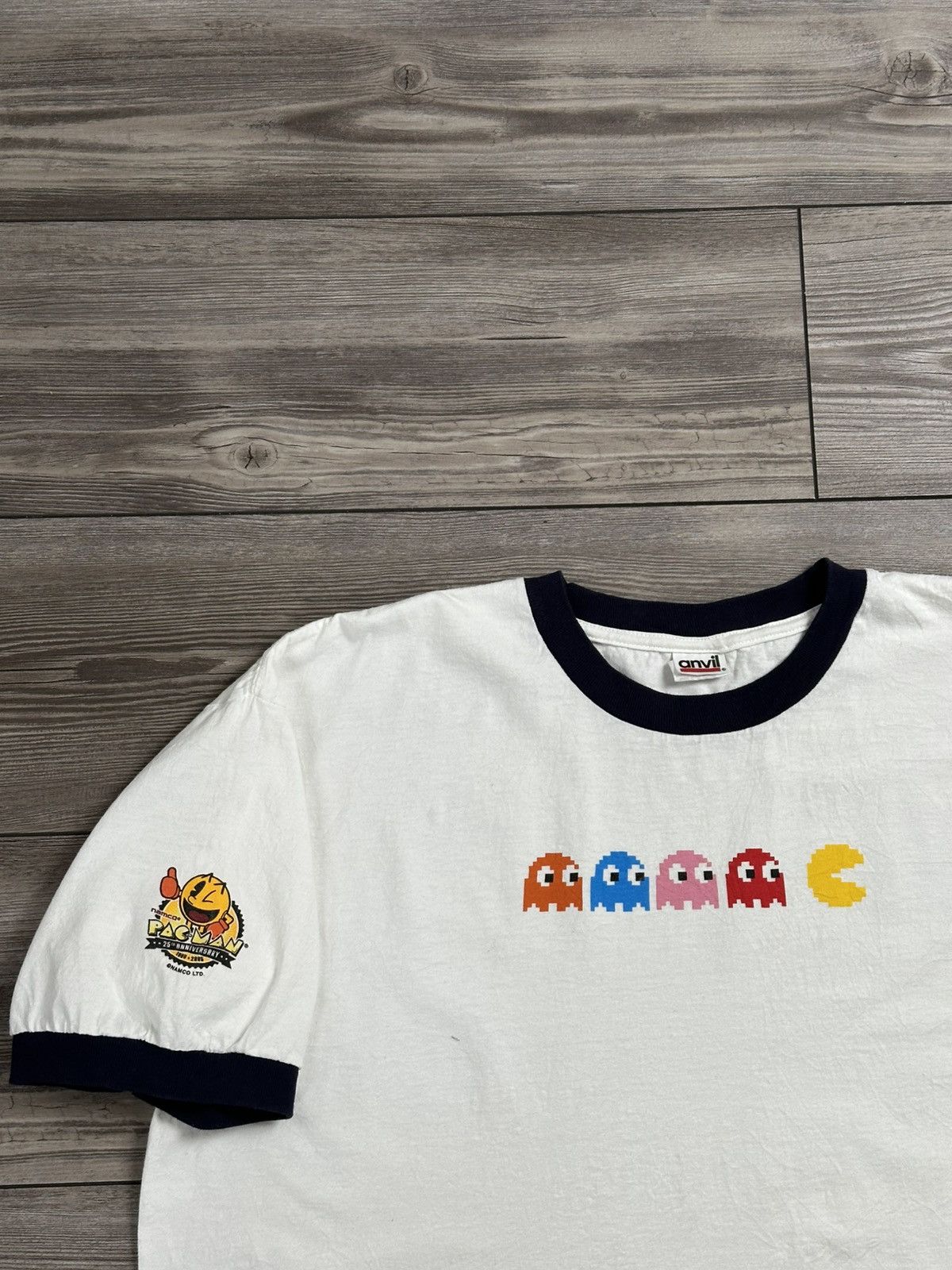 Anvil Vintage Y2K Pac-Man 25th Anniversary Ringer T Shirt Size US XL / EU 56 / 4 - 2 Thumbnail