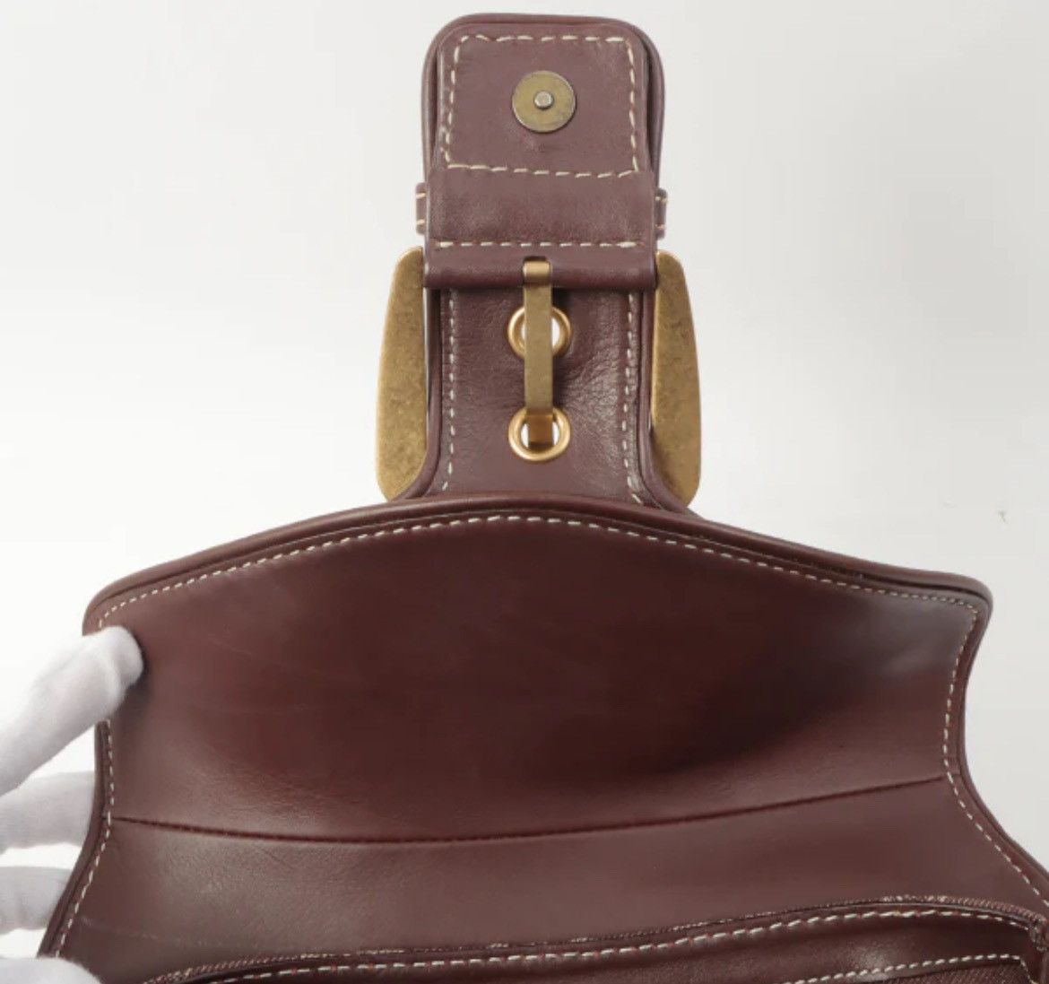 Celine Celine Macadam Pattern Logo Buckle Top Handle Bag Bordeaux Size ONE SIZE - 9 Thumbnail