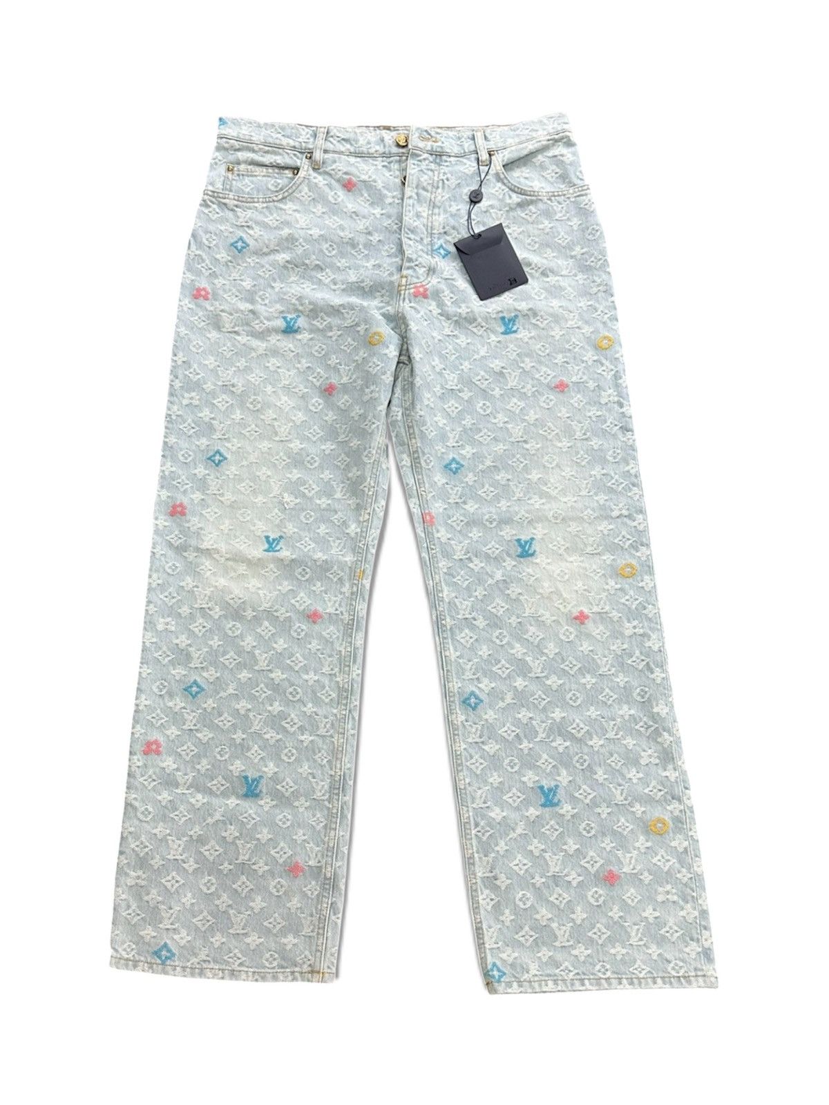 Louis Vuitton × Tyler The Creator Louis Vuitton X Tyler 36 Craggy Blue Monogram Denim Jeans Size US 36 / EU 52 - 2 Thumbnail