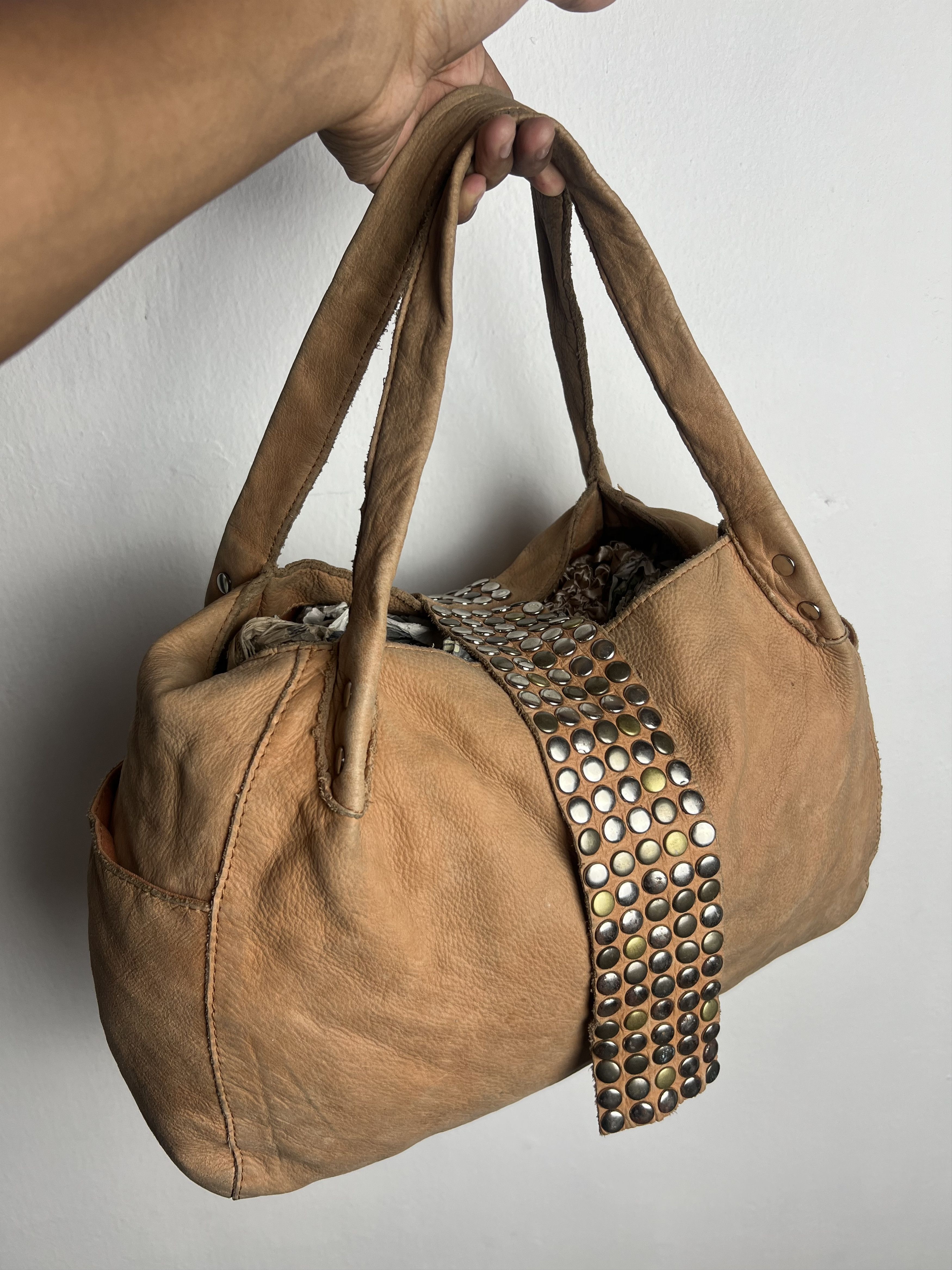 Genuine Leather Tres Kmrii Style Studded Leather Suede Hobo Bag Size ONE SIZE - 1 Thumbnail