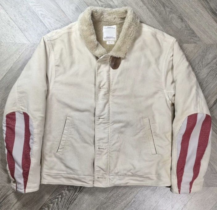 image of Visvim 20Aw Deckhand Albacore Deck Jacket With Drip Sleeves in White, Men's (Size Large)