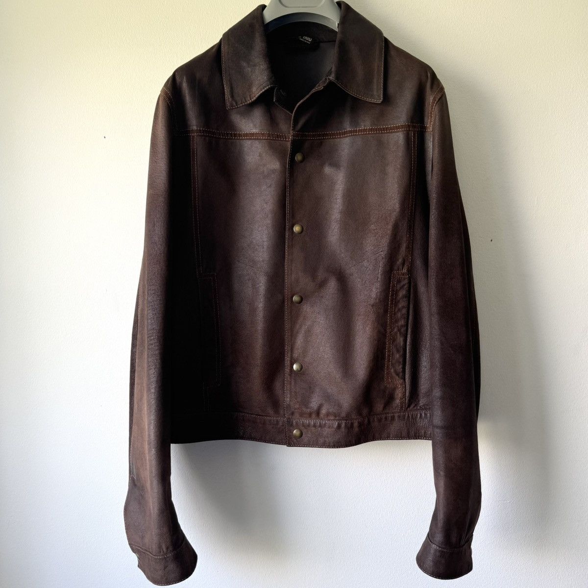 PRADA Mens Suede Leather Zip-Up Biker Jacket US 36 IT 46