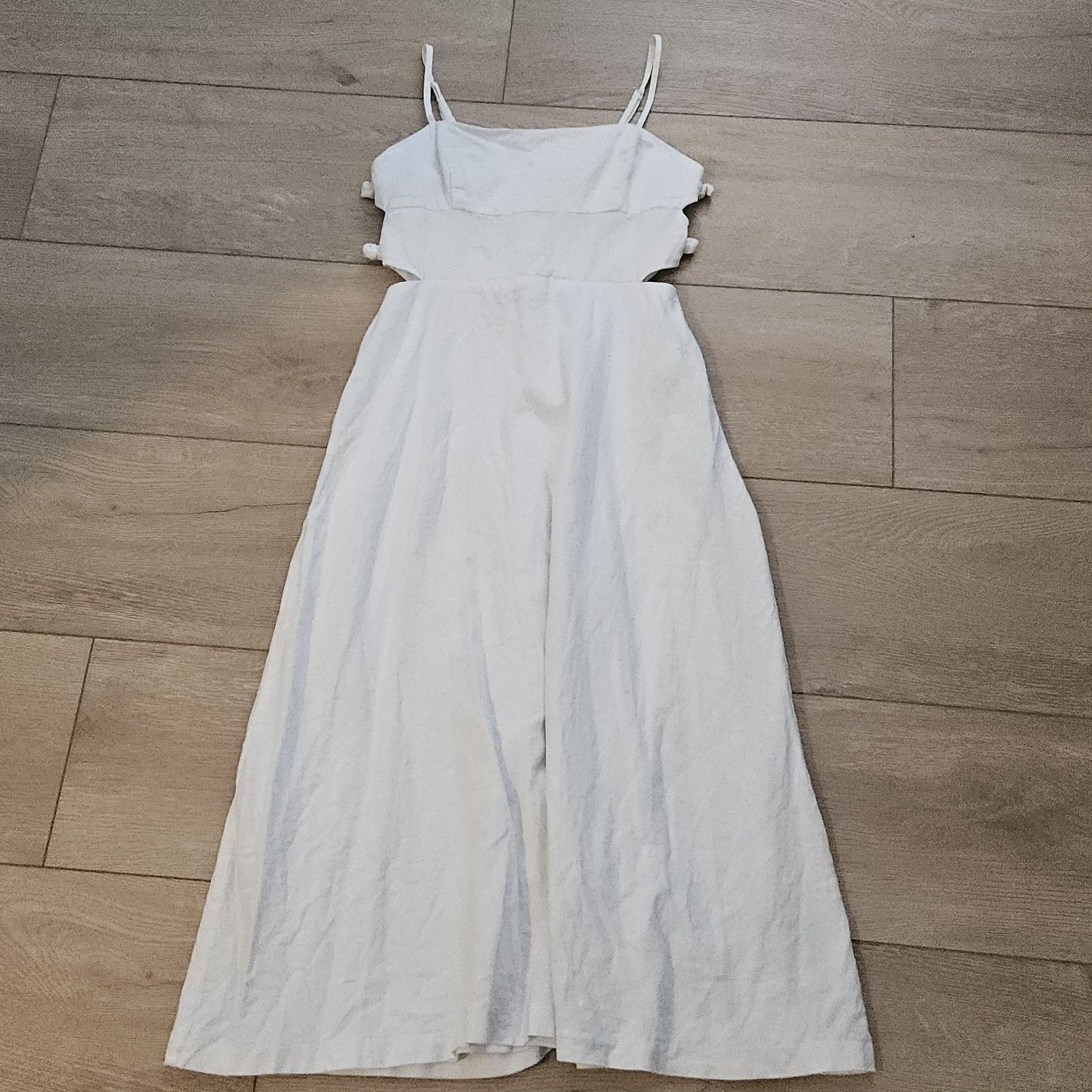 Other Wayf White Linen Cut Out Bow Detail Sleeveless Midi Dress Wo Size S / US 4 / IT 40 - 3 Thumbnail