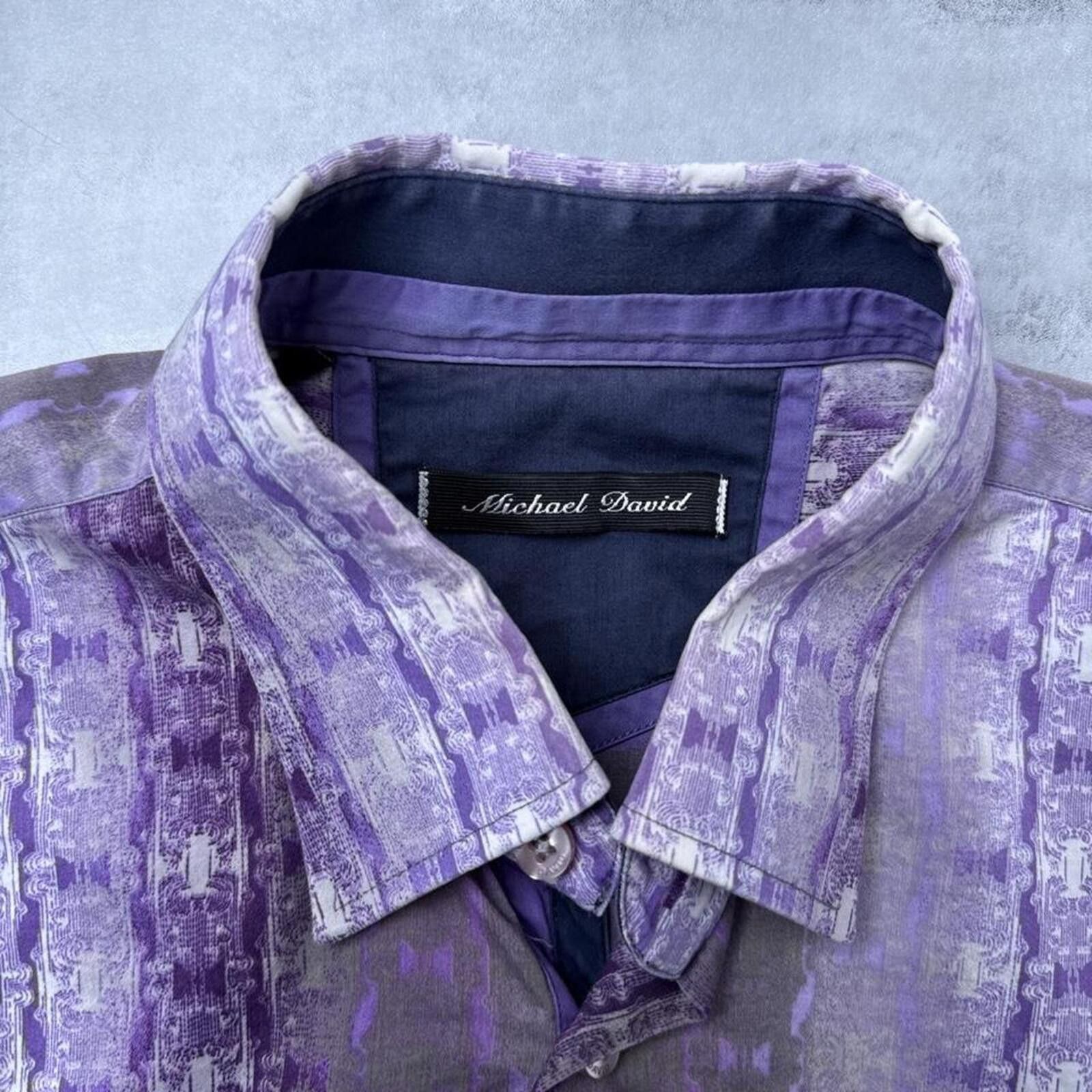 Affliction Y2K Affliction style purple patterned button-up grunge shirt Size US M / EU 48-50 / 2 - 3 Thumbnail